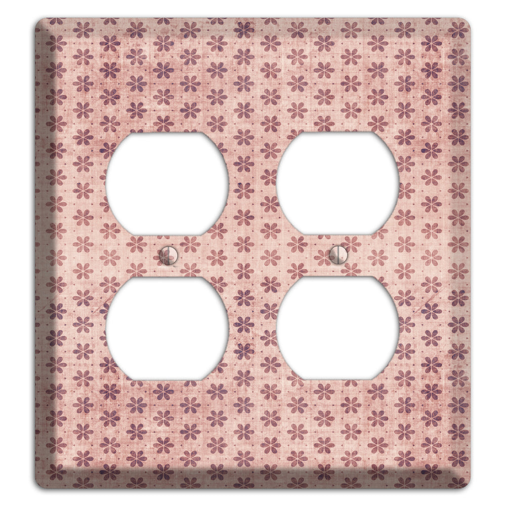 Dusty Pink Grunge Floral Contour 2 Duplex Wallplate