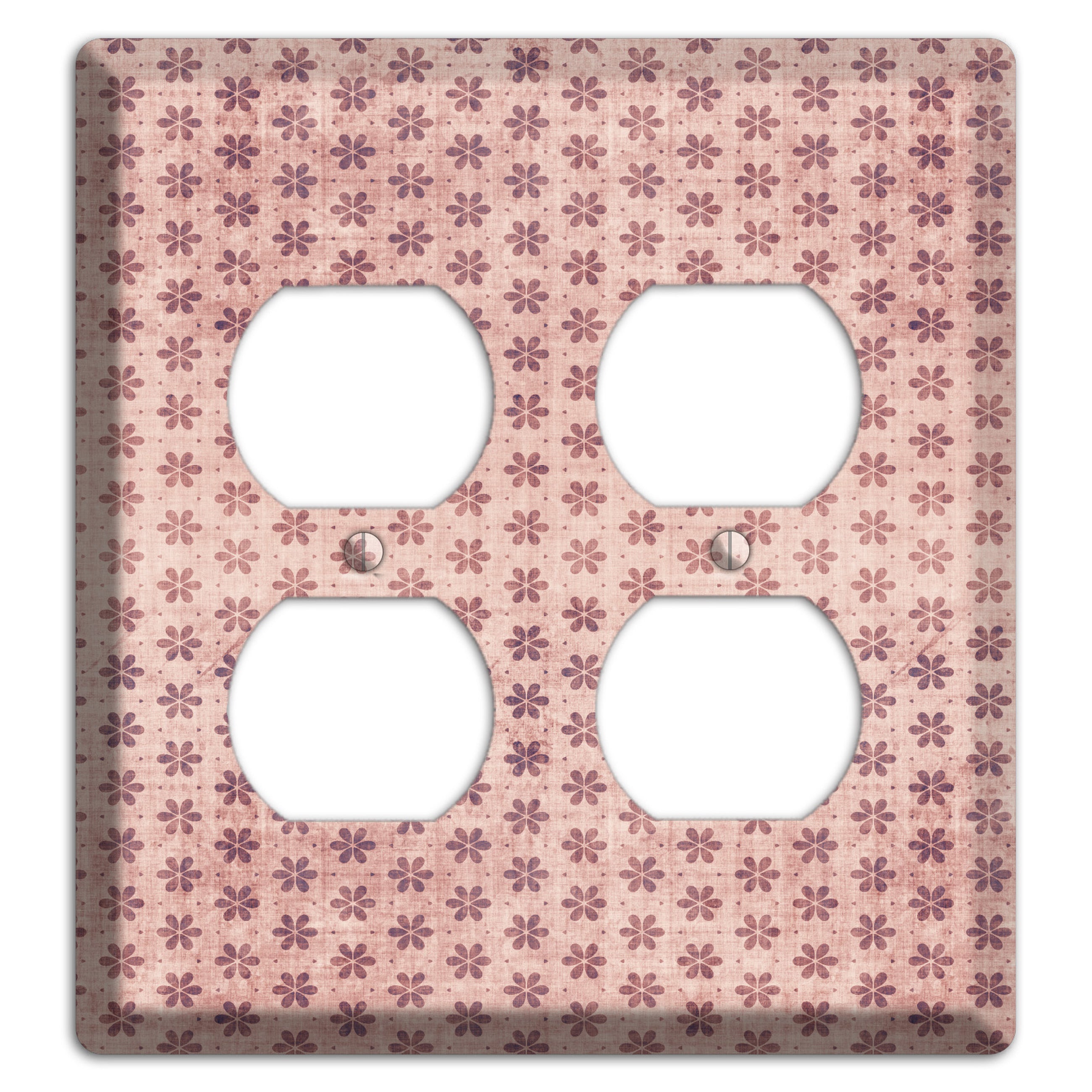Dusty Pink Grunge Floral Contour 2 Duplex Wallplate