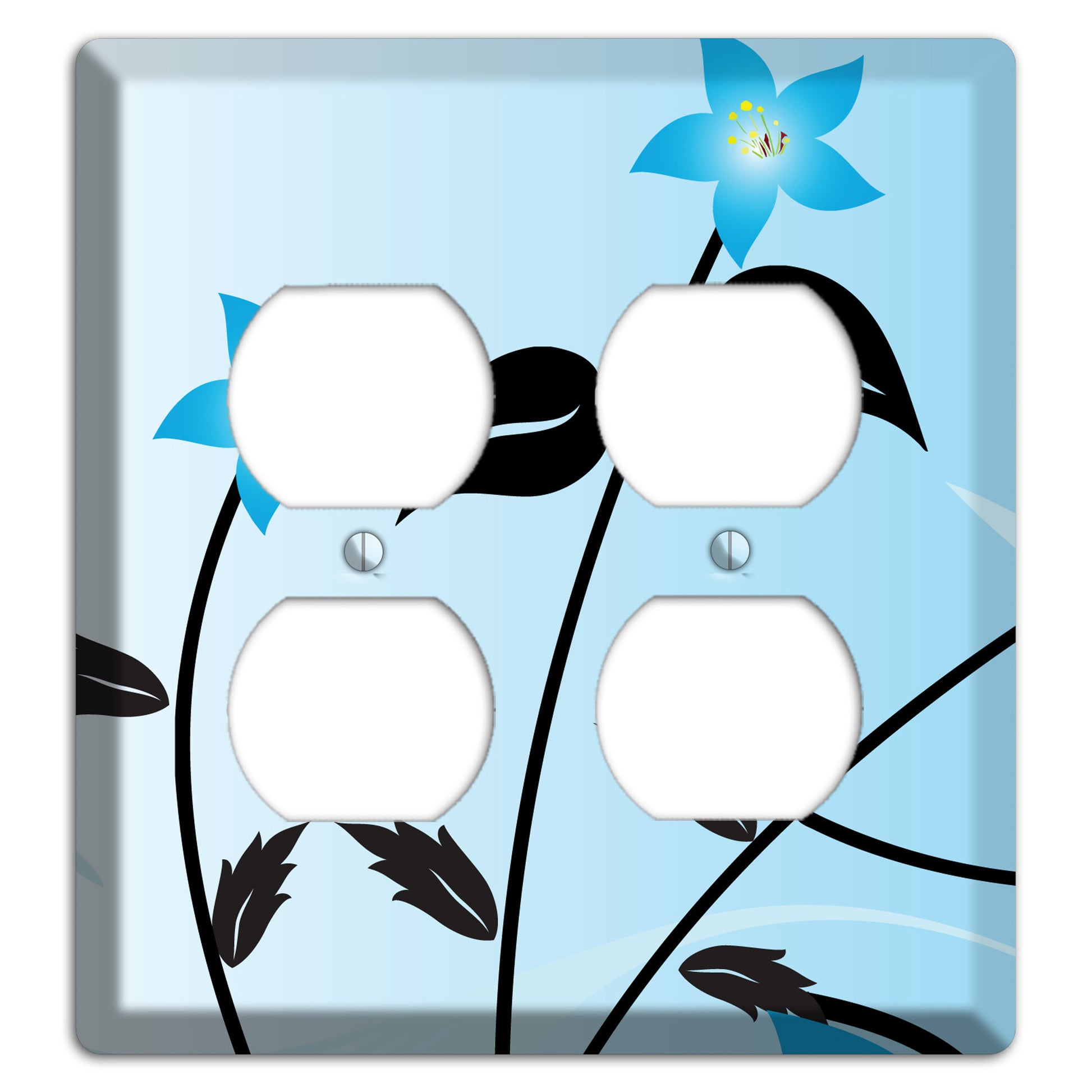 Blue Double Sprig 2 Duplex Wallplate