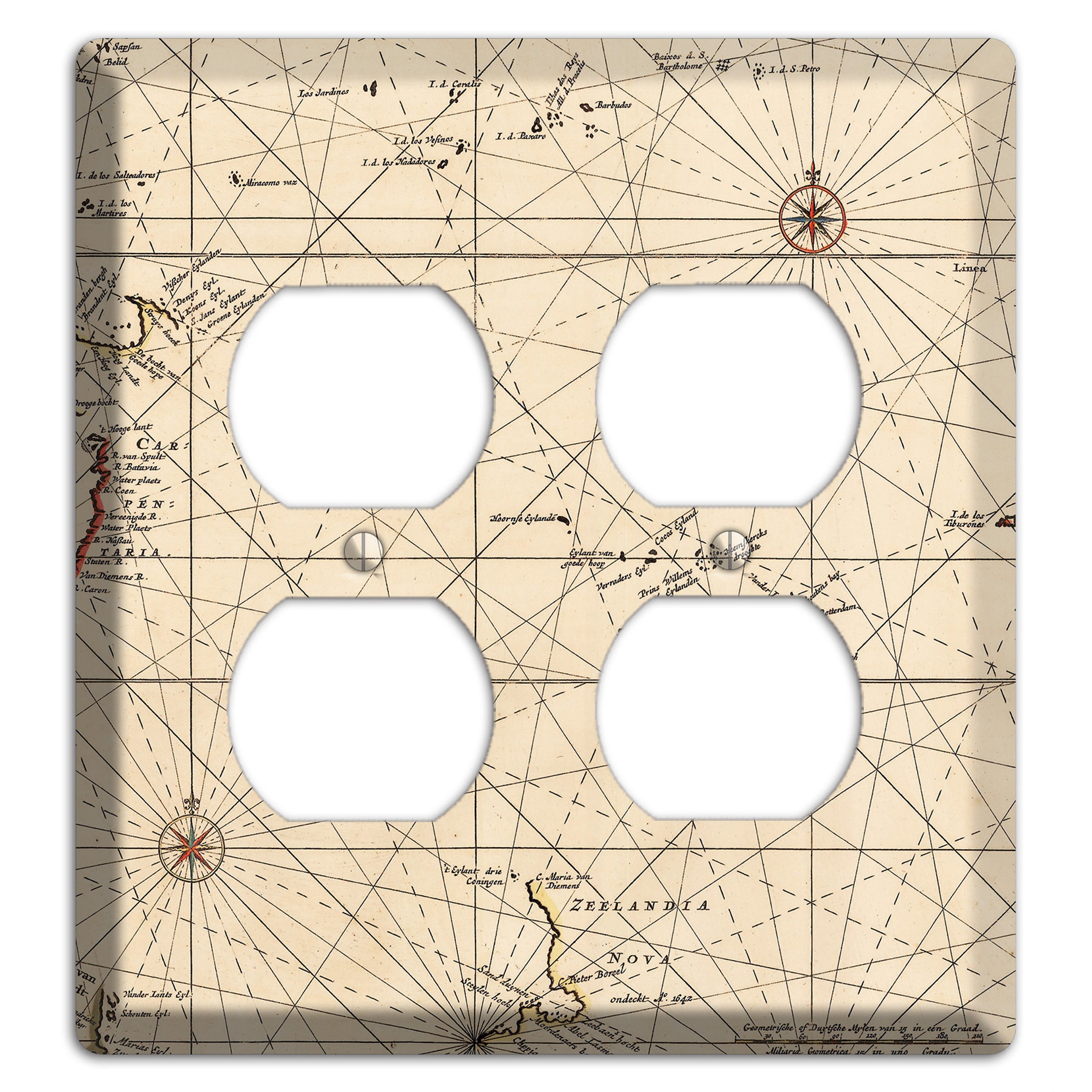 Map of New Zealand 2 Duplex Wallplate