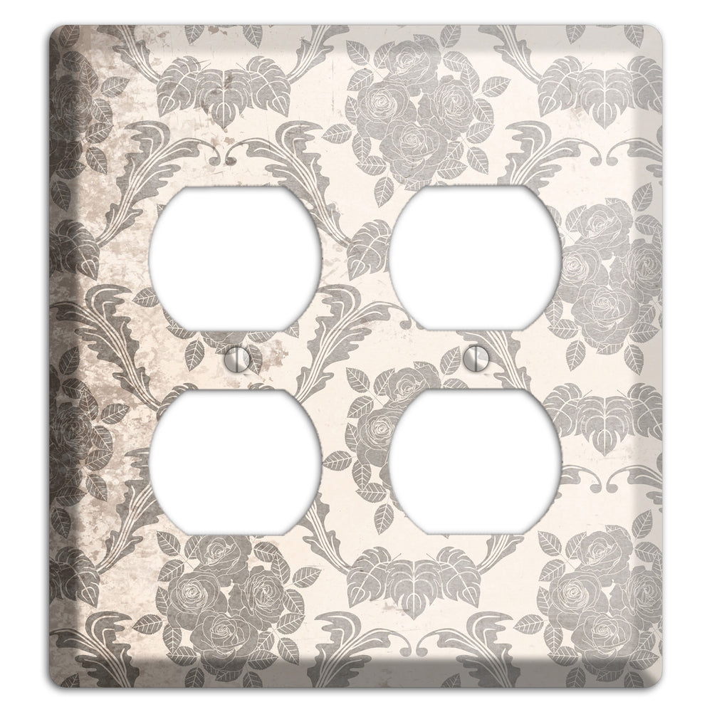 Pearl Bush Vintage Rose Damask 2 Duplex Wallplate