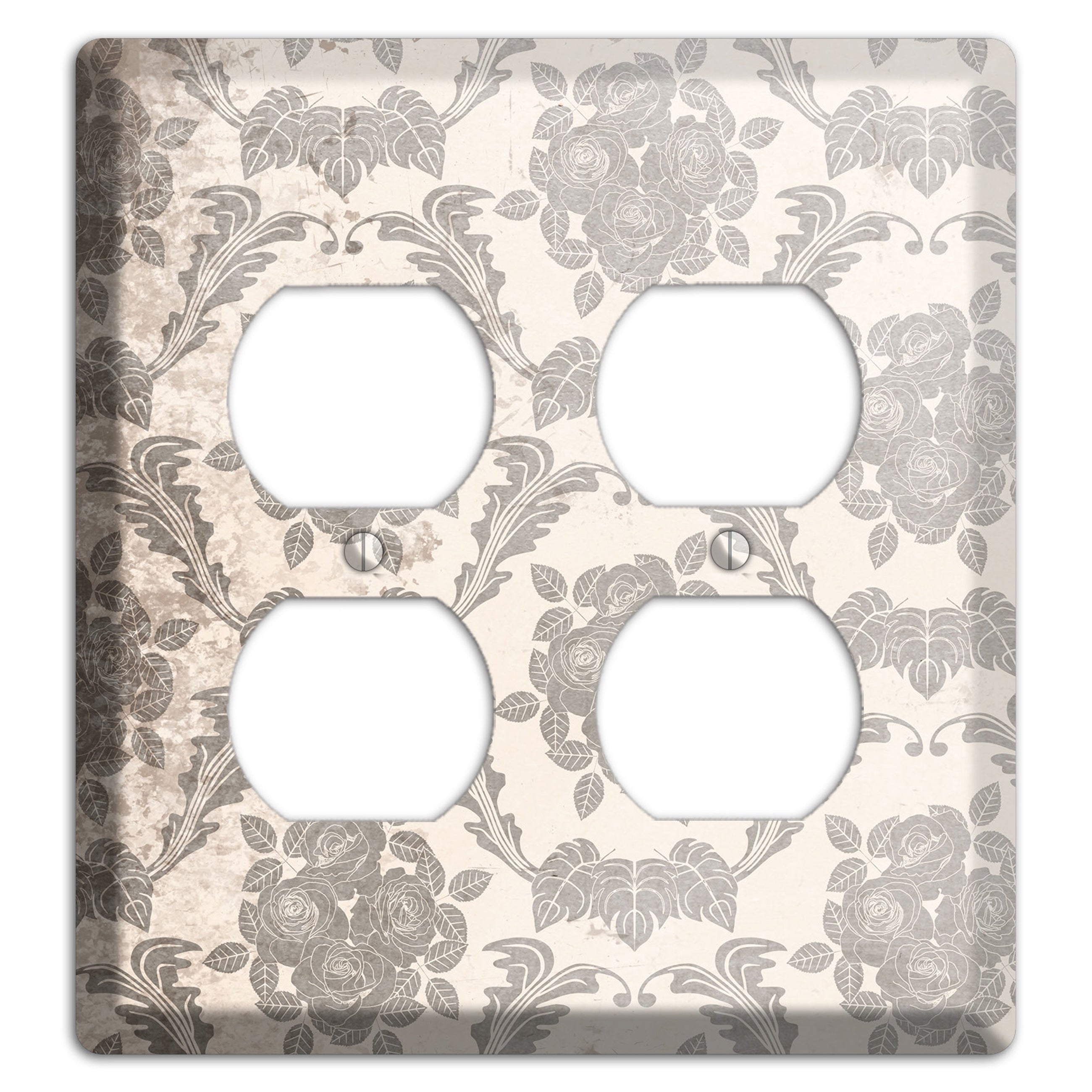Pearl Bush Vintage Rose Damask 2 Duplex Wallplate