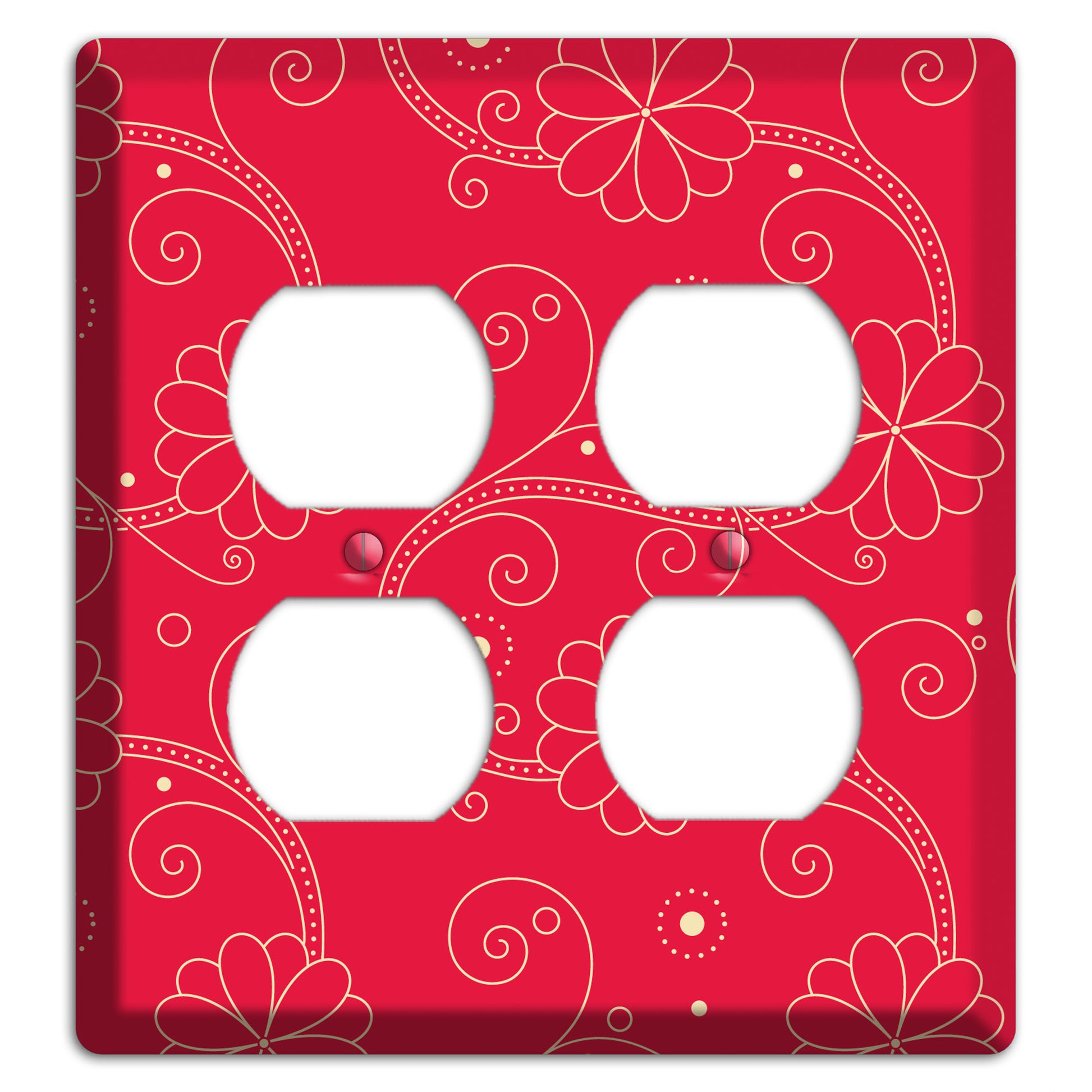 Red Floral Swirl 2 Duplex Wallplate