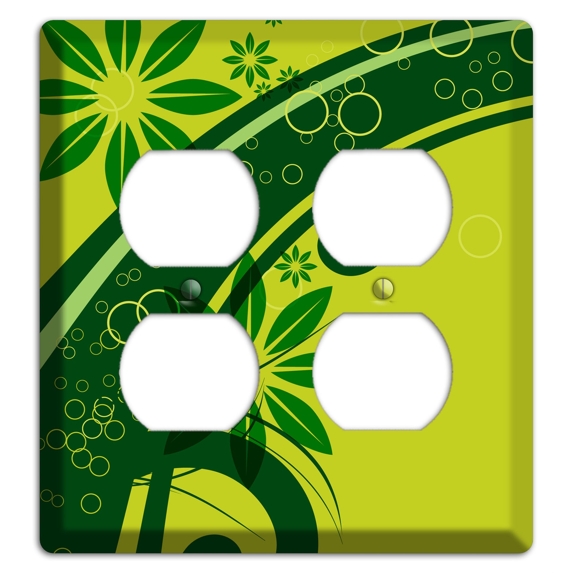 Green Retro Floral 2 Duplex Wallplate