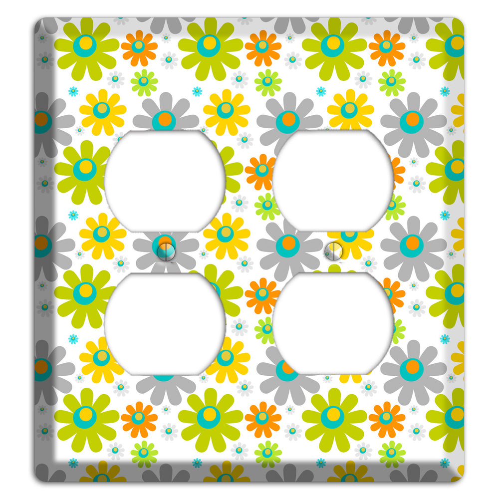 White and Yellow Flower Power 2 Duplex Wallplate