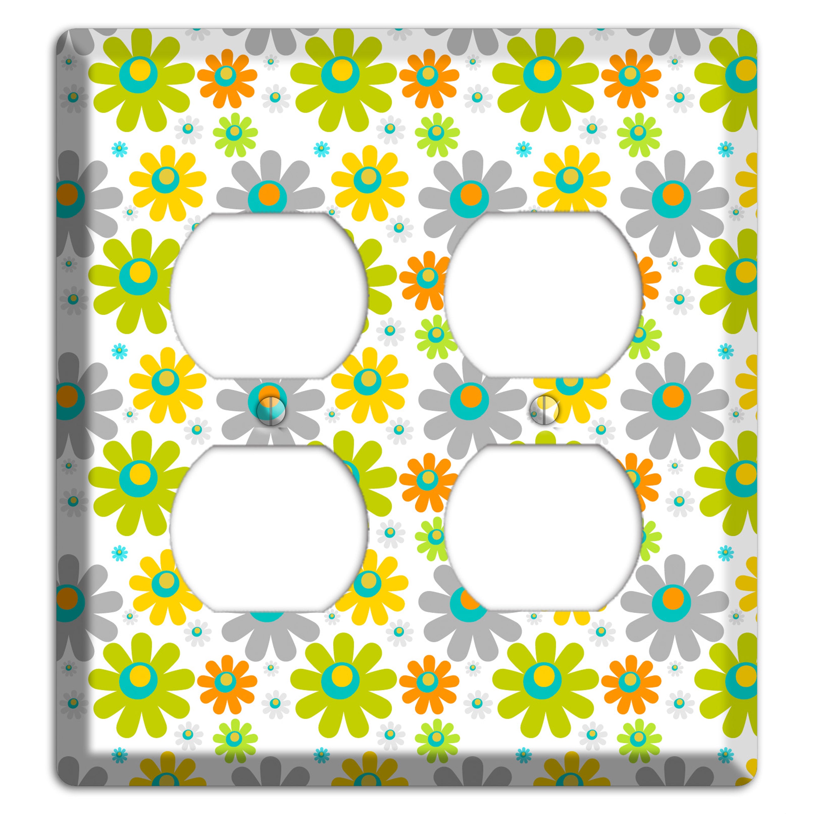 White and Yellow Flower Power 2 Duplex Wallplate