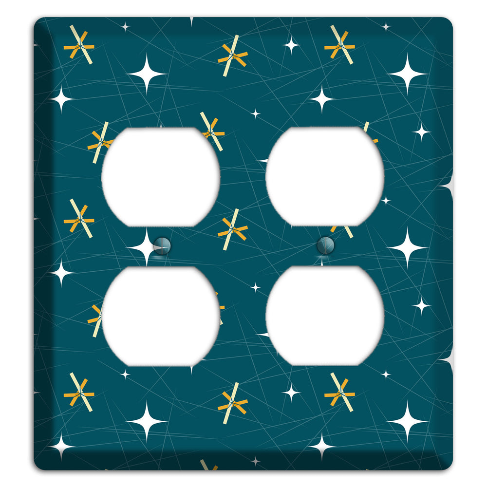 Navy Mid-Century Atomic 2 Duplex Wallplate