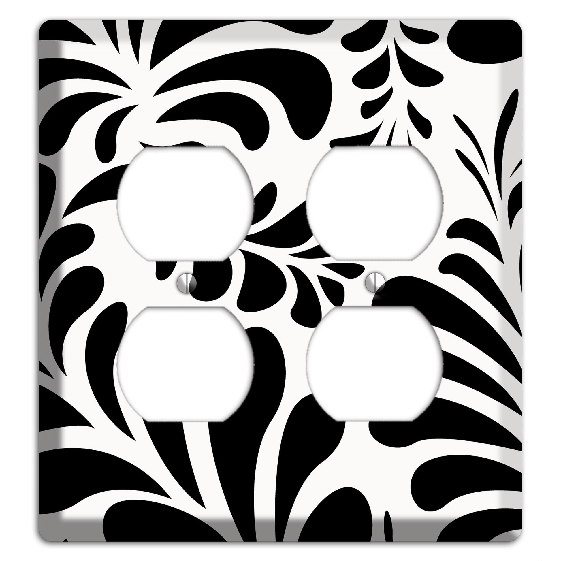 White with Black Herati 2 Duplex Wallplate