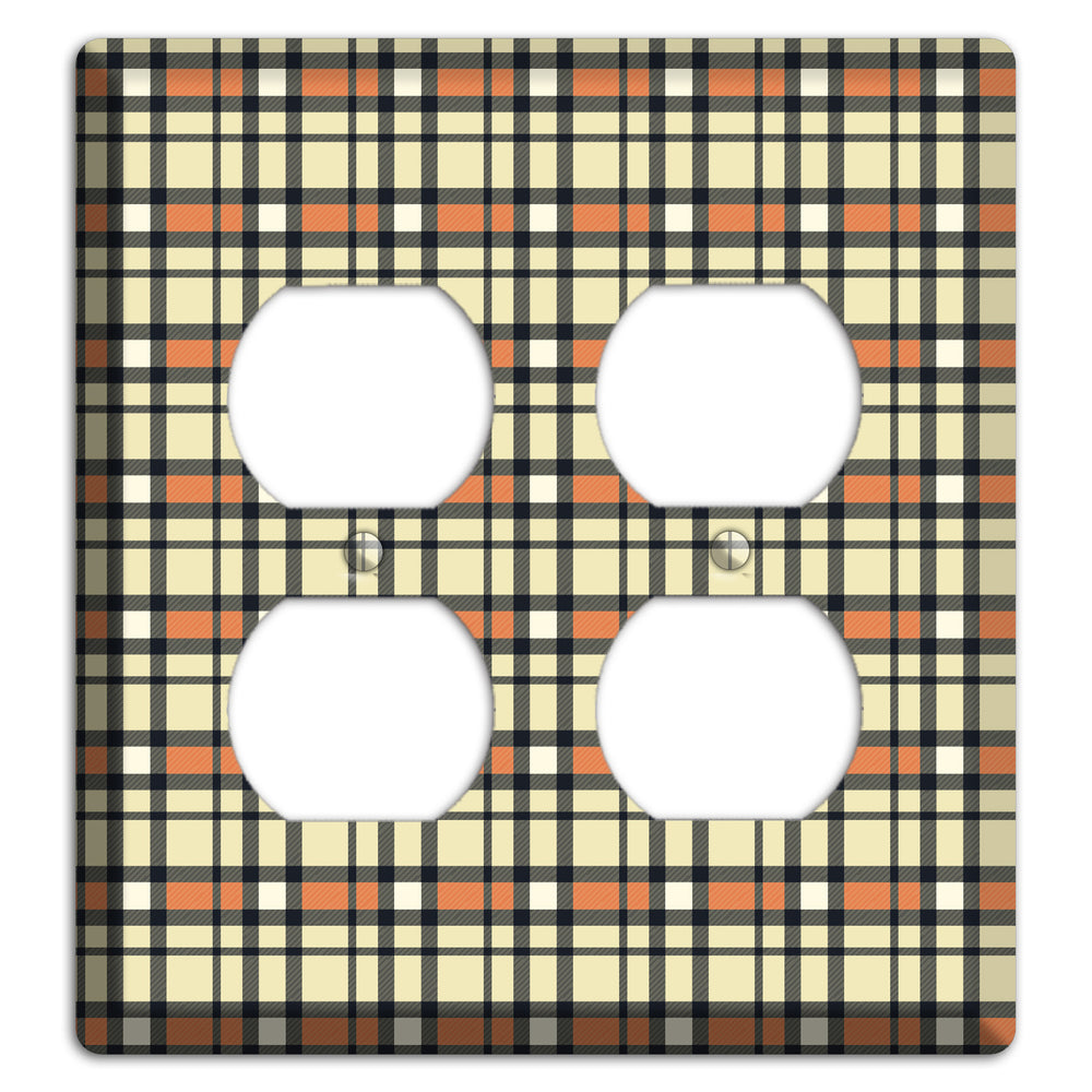 Beige and Brown Plaid 2 Duplex Wallplate