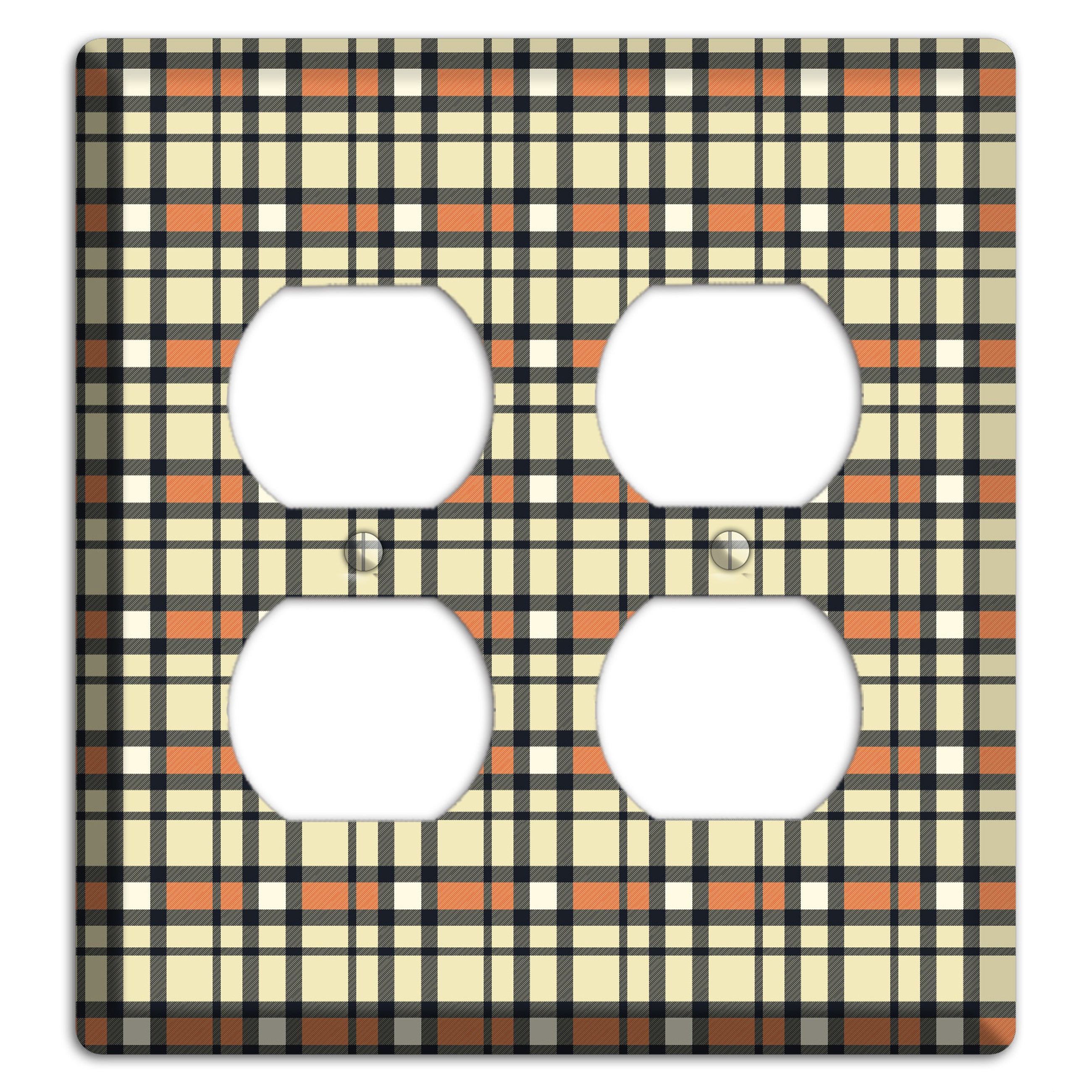 Beige and Brown Plaid 2 Duplex Wallplate