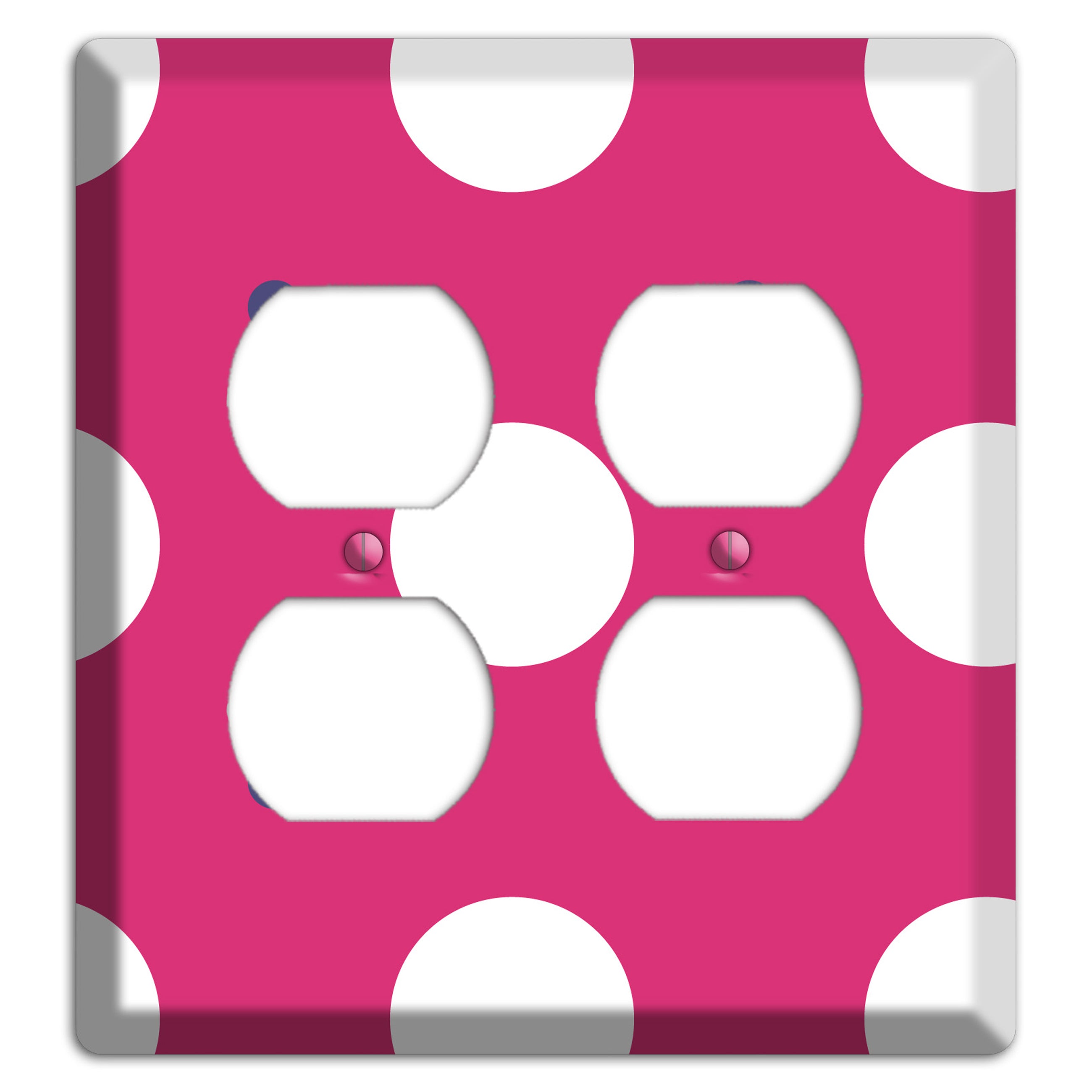 Fuschia with White and Purple Multi Tiled Medium Dots 2 Duplex Wallplate