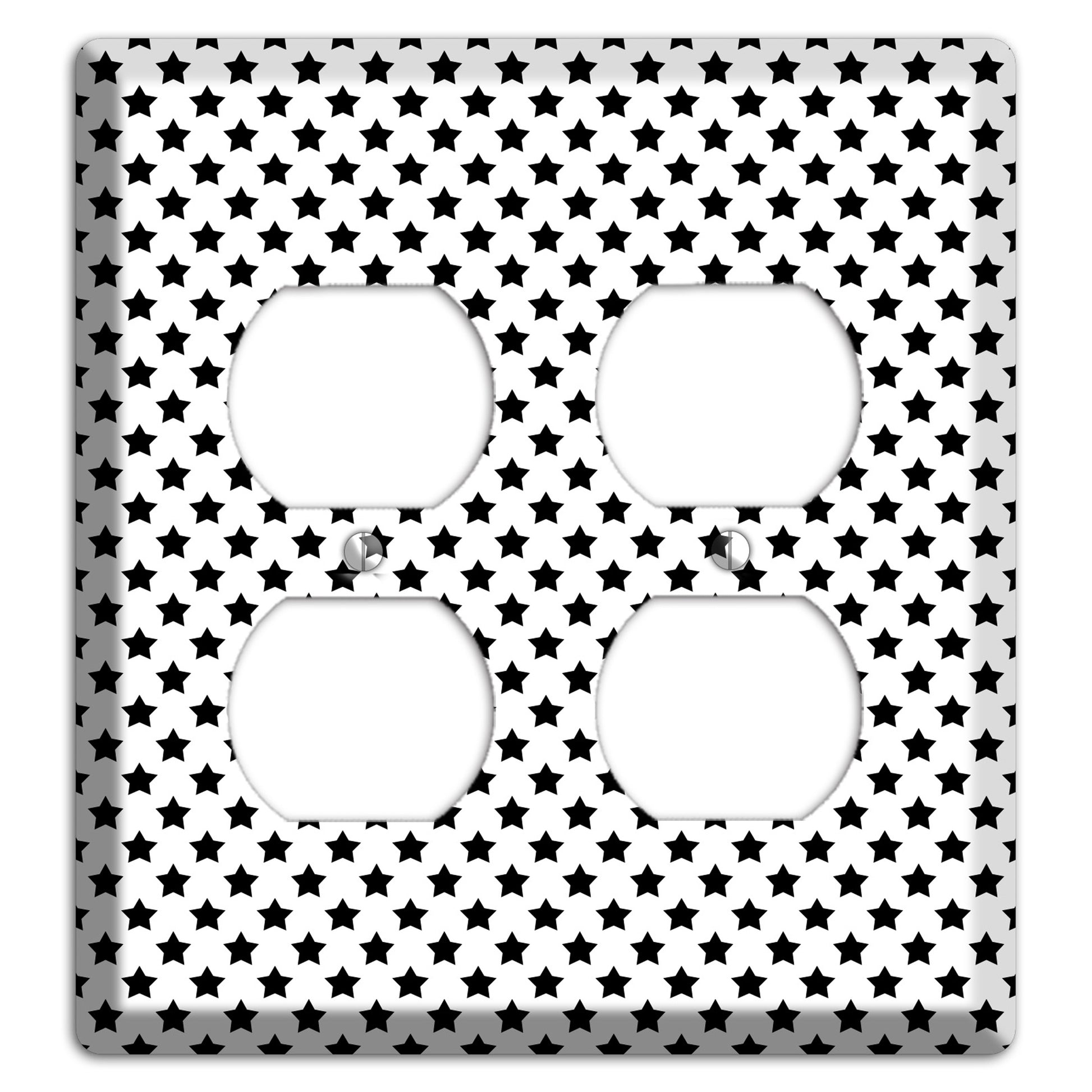 White with Black Stars 2 Duplex Wallplate