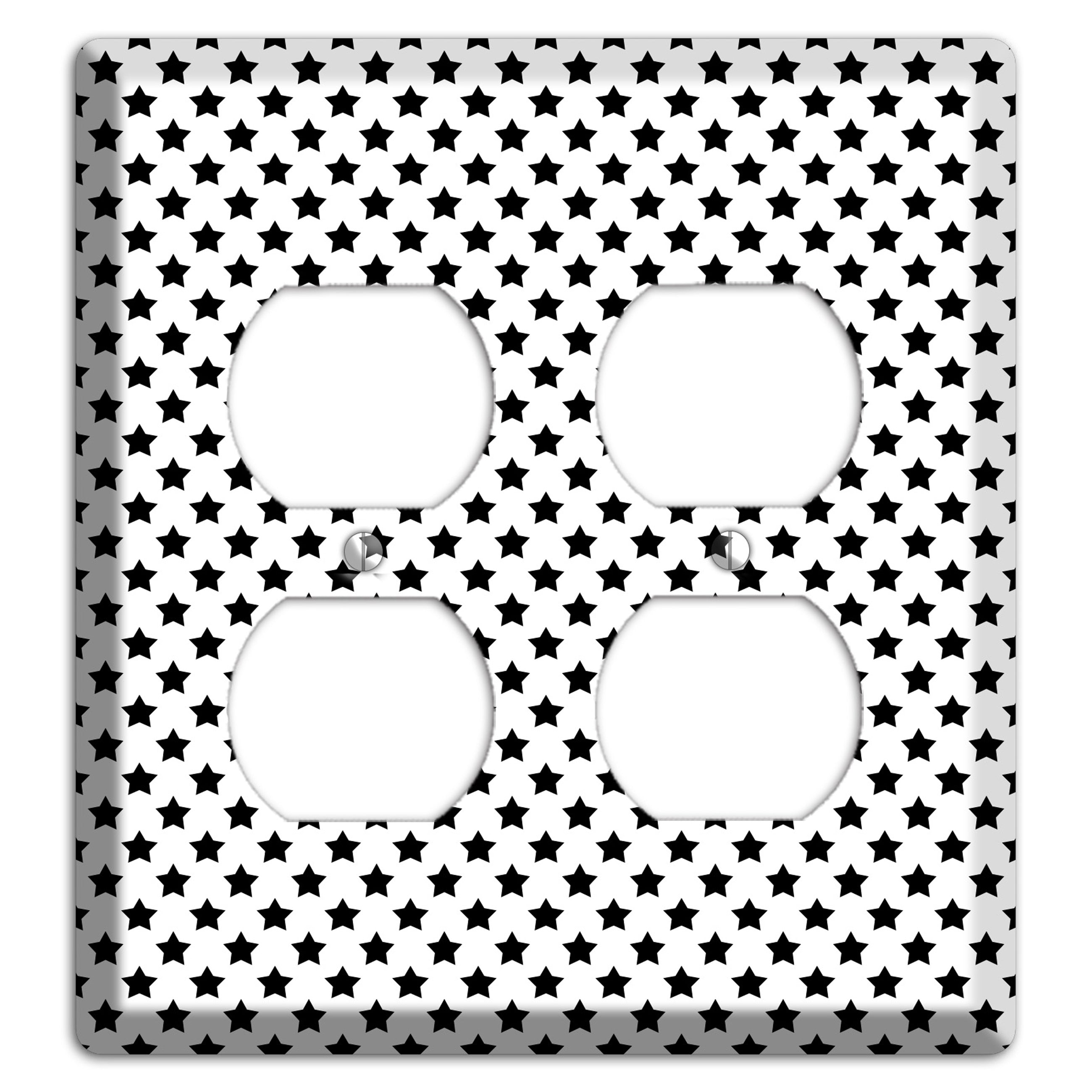 White with Black Stars 2 Duplex Wallplate