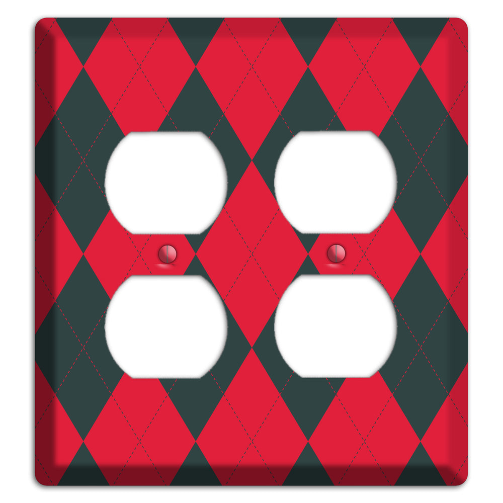 Red and Black Argyle 2 Duplex Wallplate