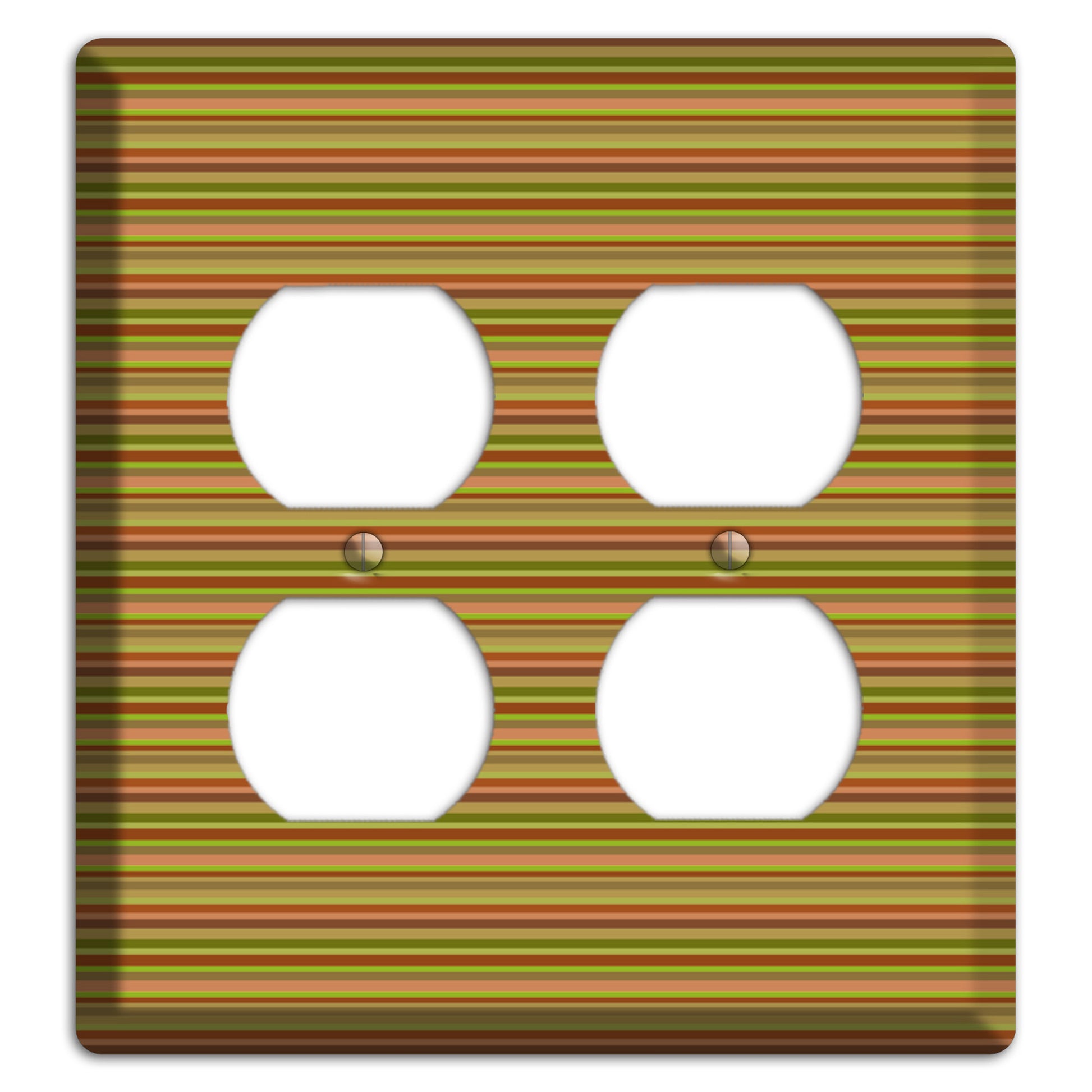 Multi Olive Burgundy Horizontal Stripes 2 Duplex Wallplate