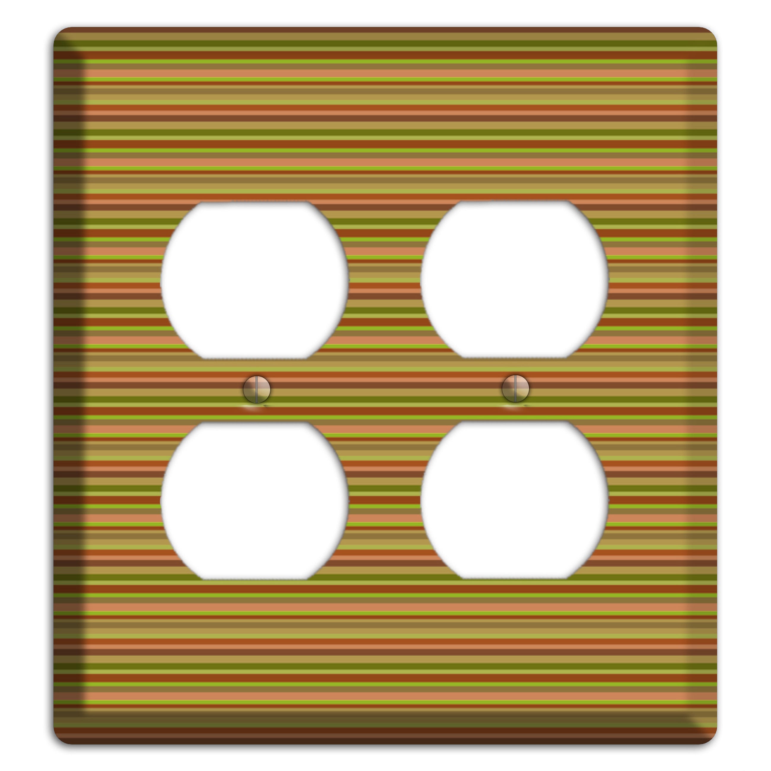 Multi Olive Burgundy Horizontal Stripes 2 Duplex Wallplate