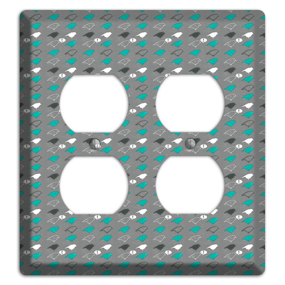 Grey with Small Green Birds 2 Duplex Wallplate