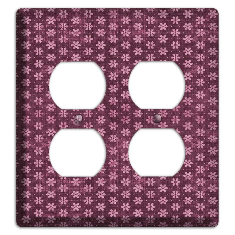 Burgundy Grunge Floral Contour 2 Duplex Wallplate