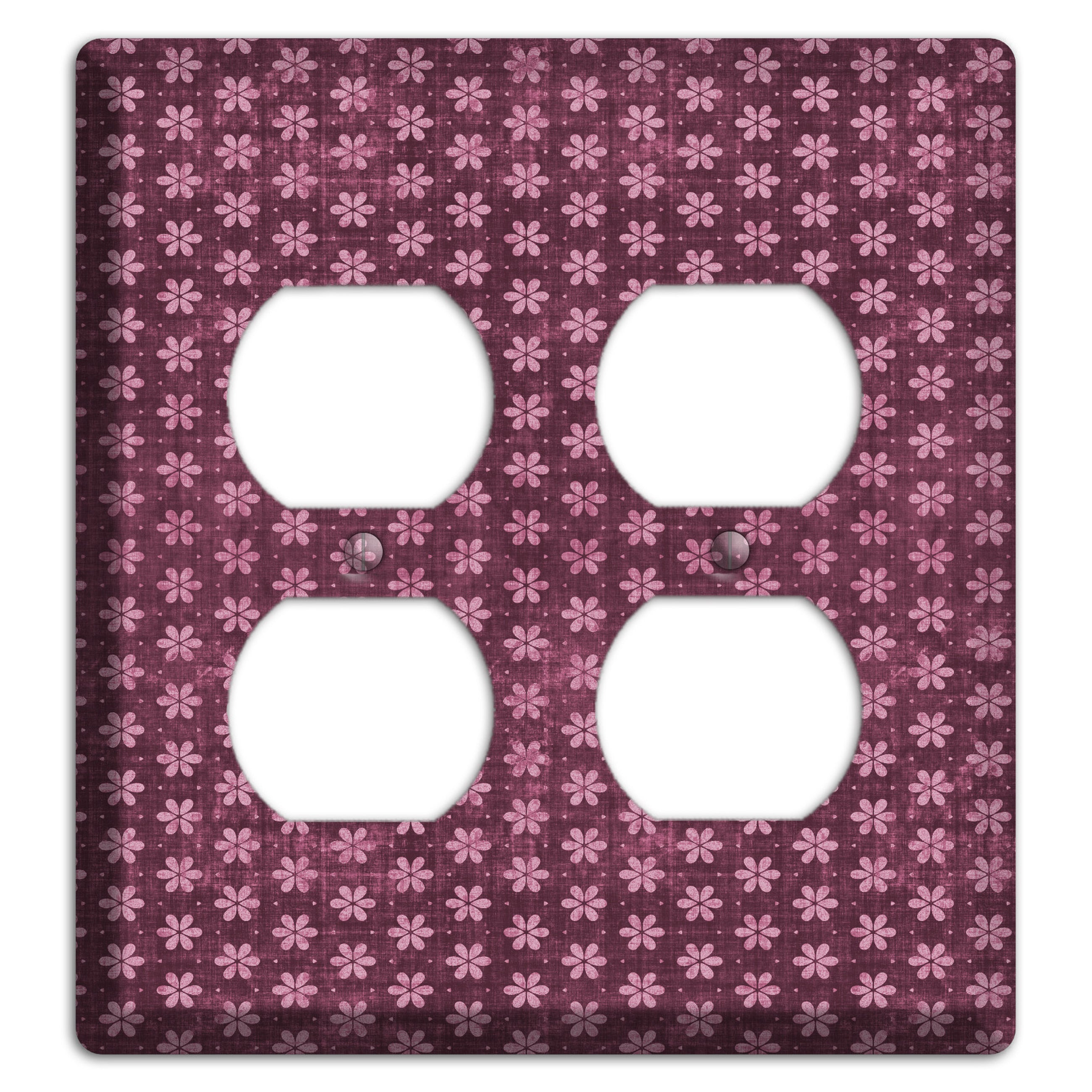 Burgundy Grunge Floral Contour 2 Duplex Wallplate