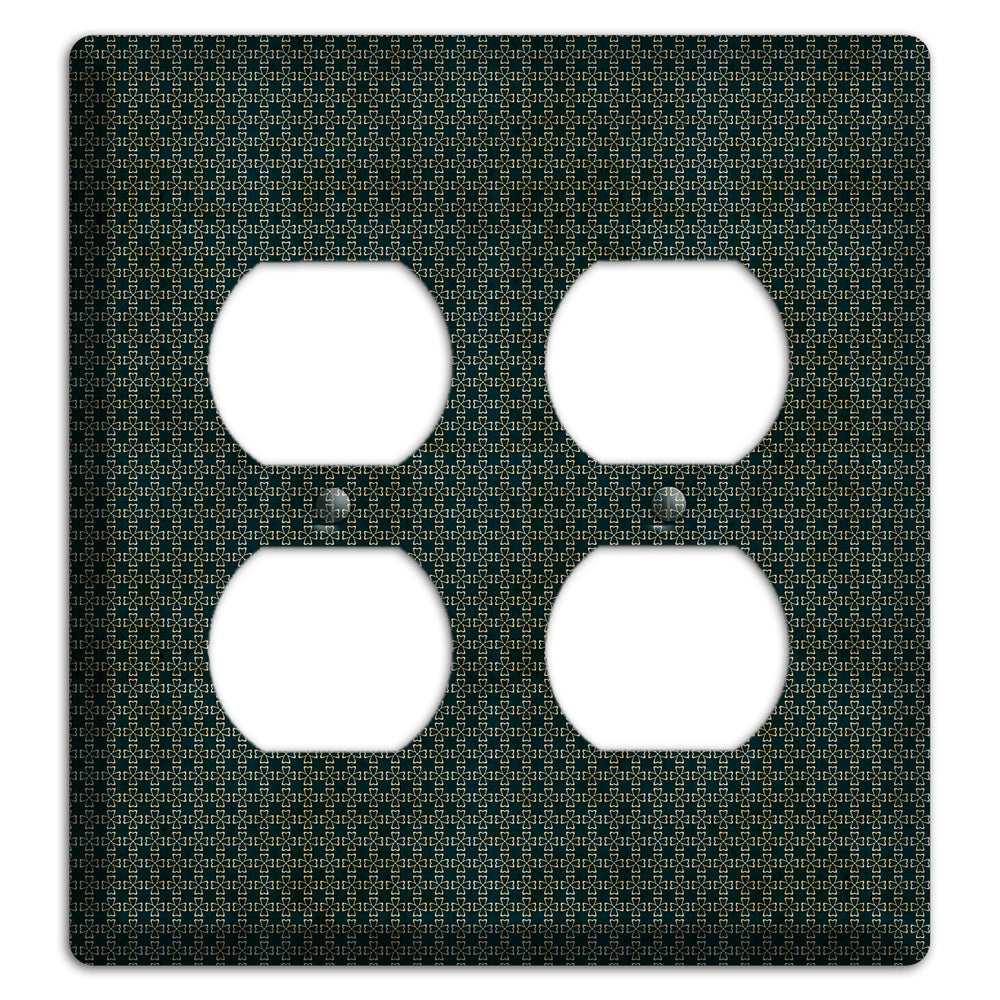 Dark Green Grunge Tiny Arabesque 2 Duplex Wallplate
