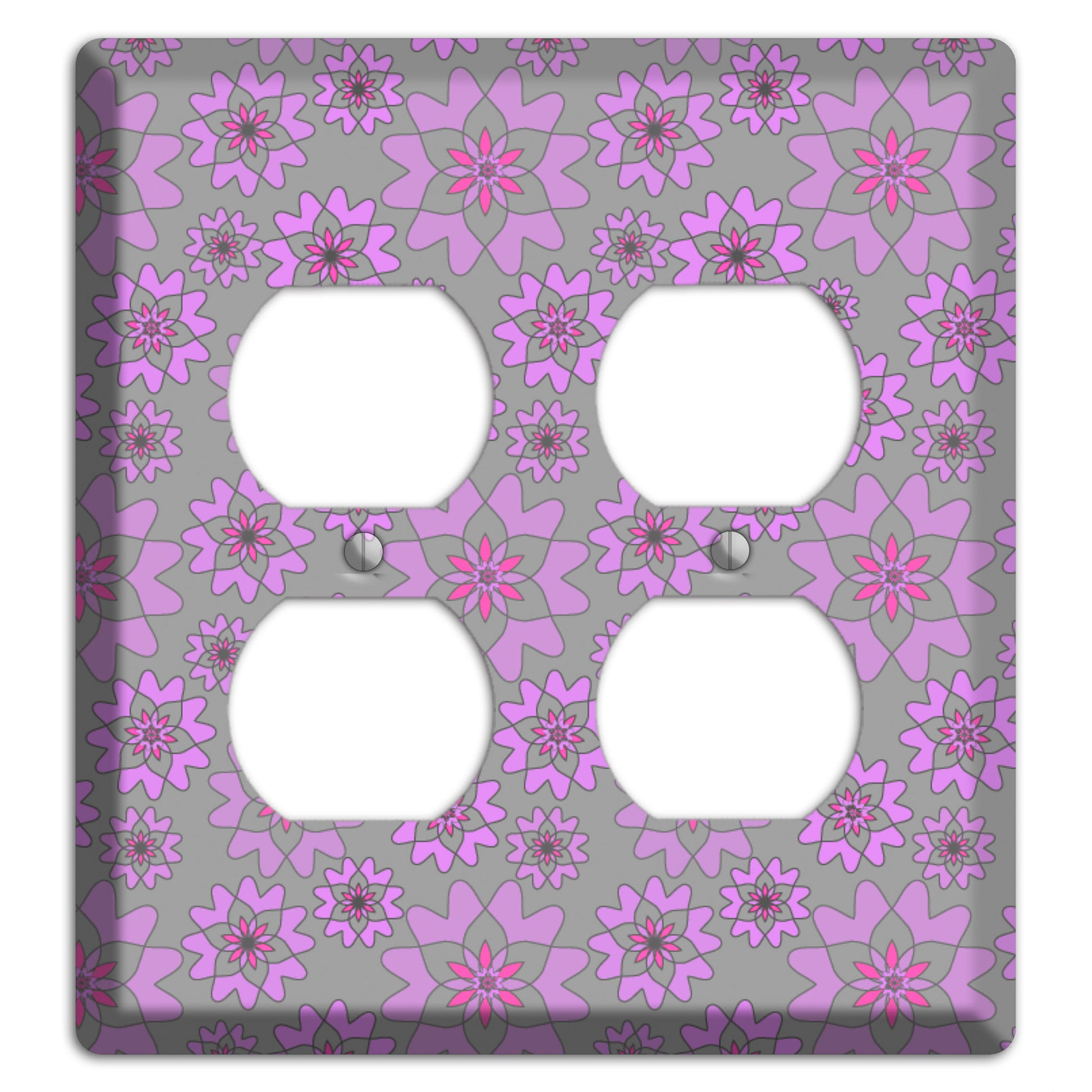 Grey with Purple Retro Suzani 2 Duplex Wallplate