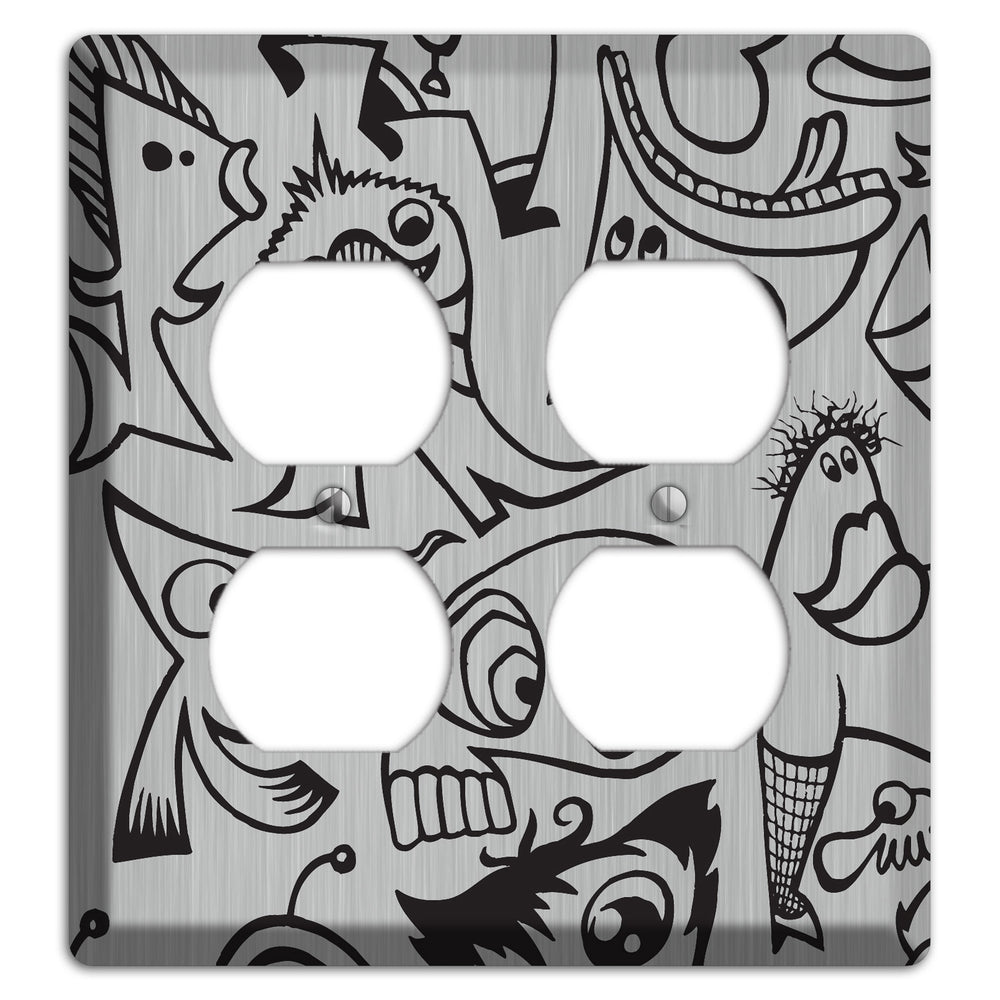 Whimsical Faces 2 Stainless Steel 2 Duplex Wallplate