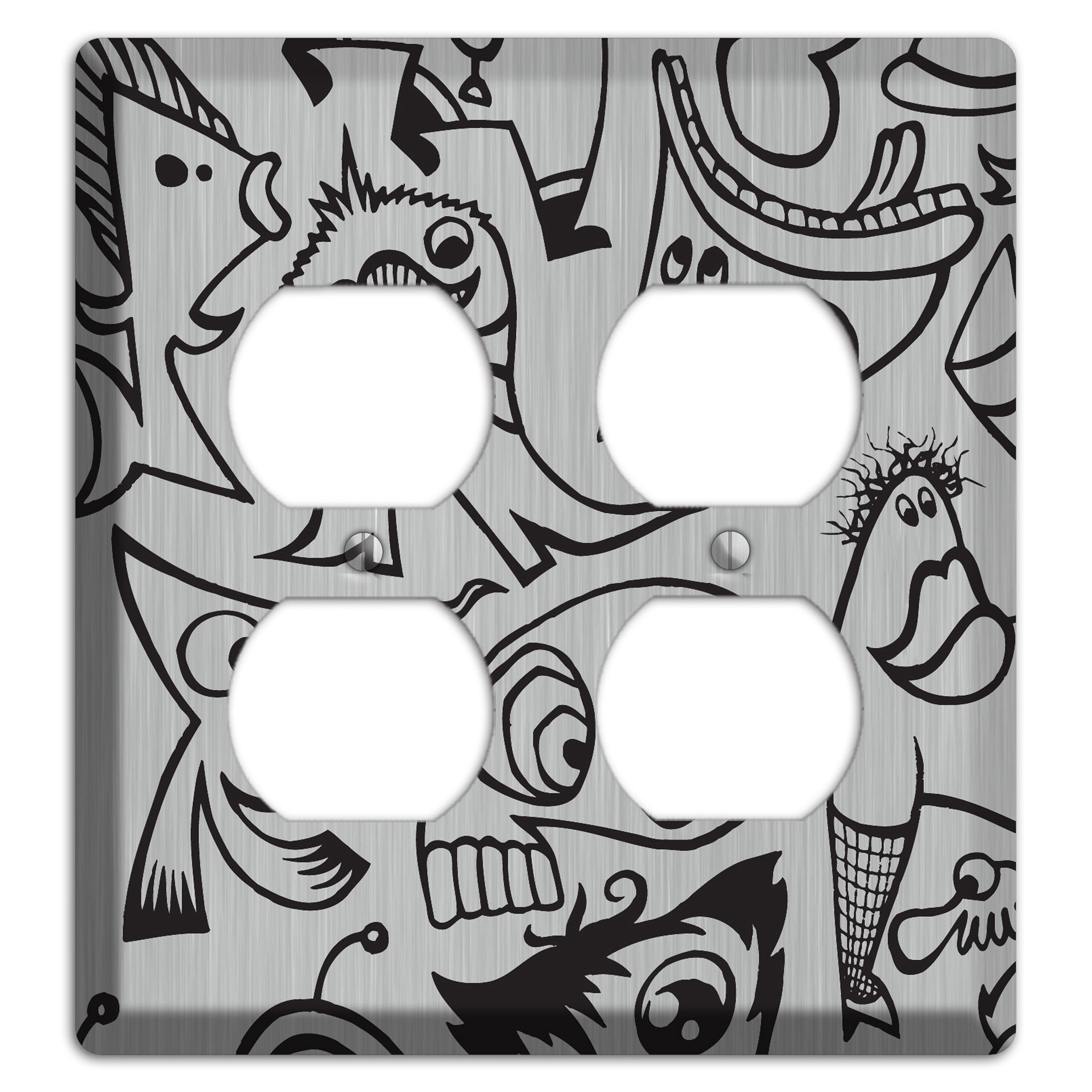 Whimsical Faces 2  Stainless 2 Duplex Wallplate