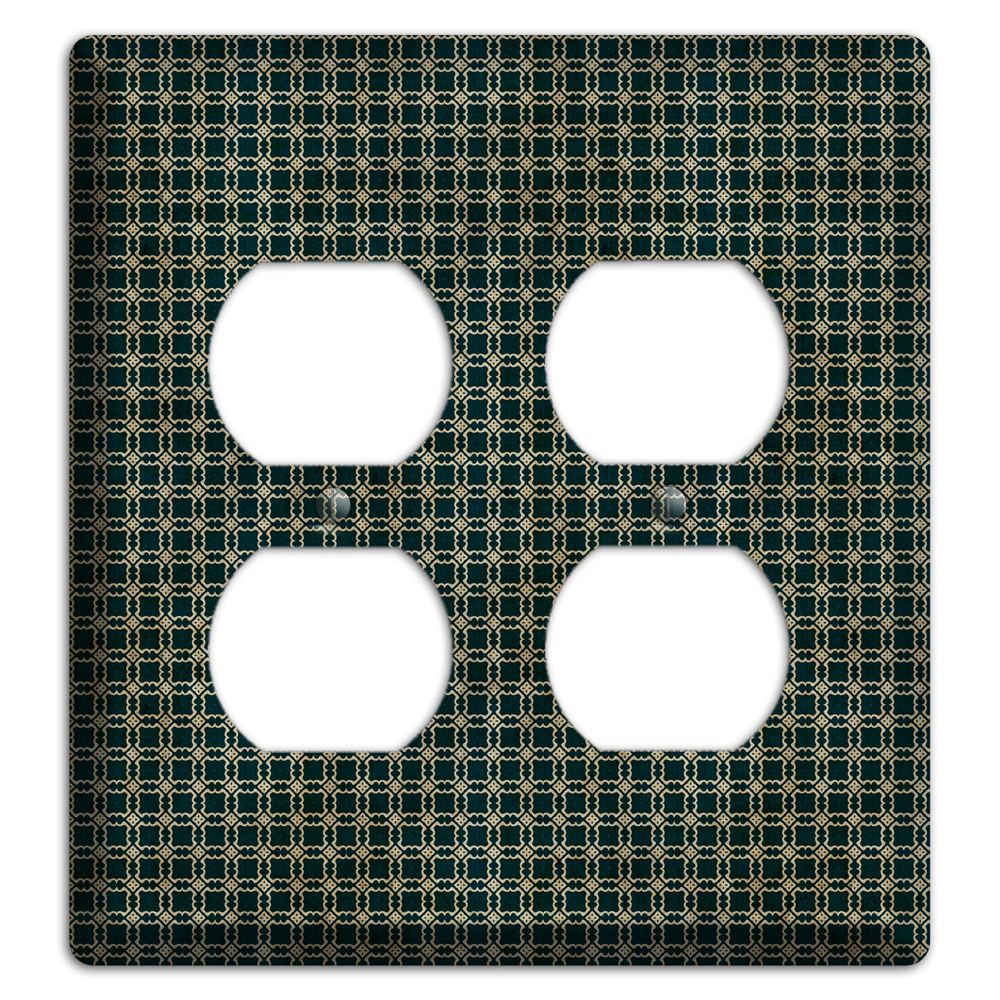 Dark Green Grunge Tiled Tiny Arabesque 2 Duplex Wallplate