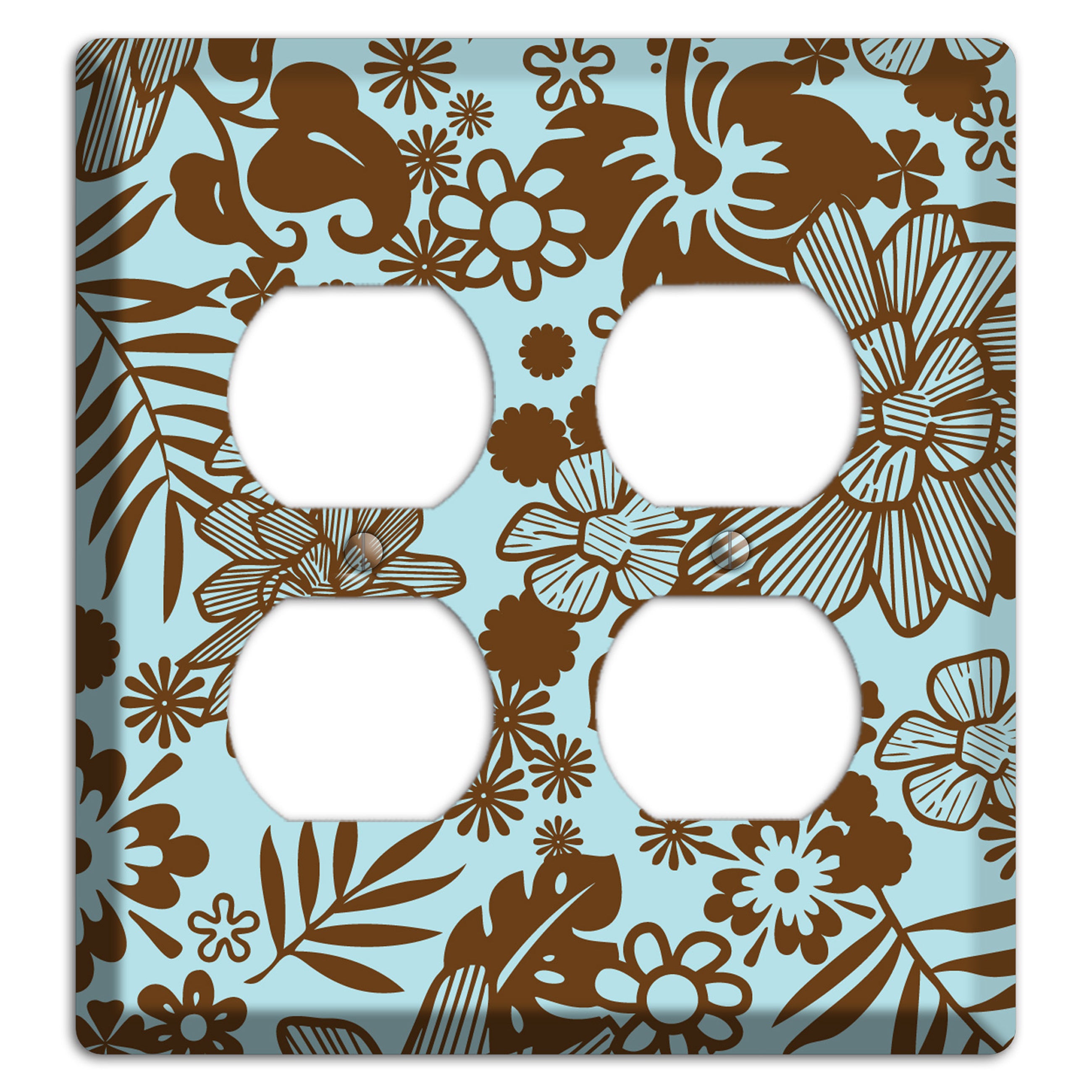 Blue and Brown Tropical 2 Duplex Wallplate