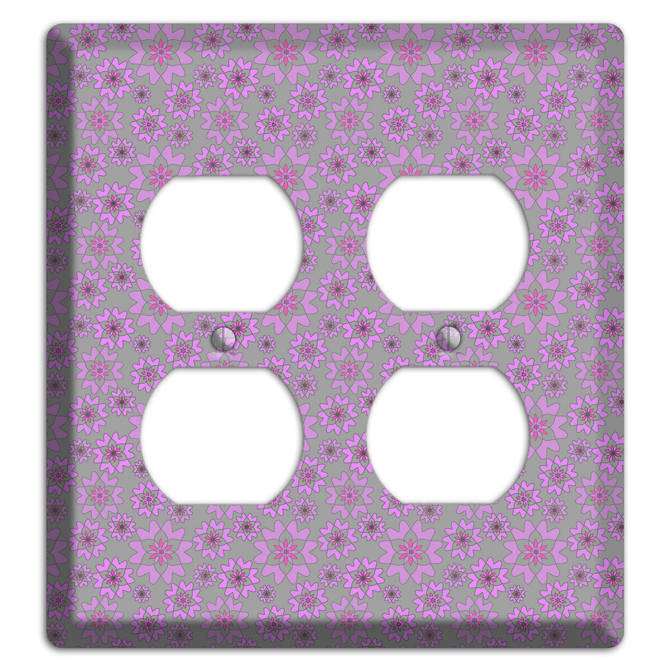 Grey with Tiny Purple Retro Suzani 2 Duplex Wallplate