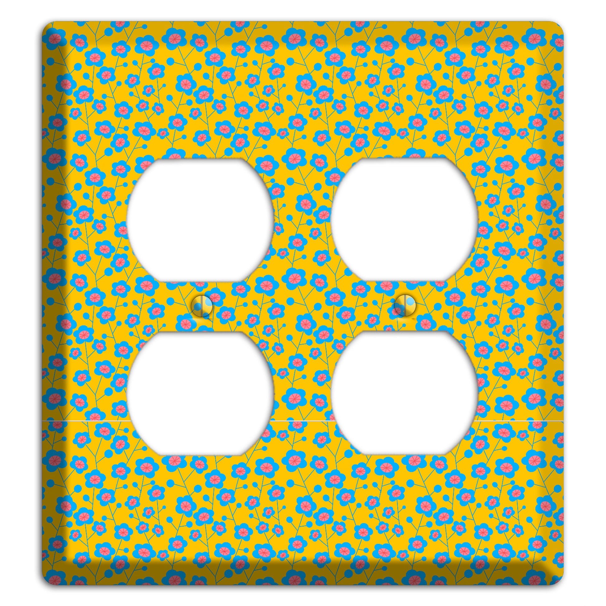 Yellow Blue Pink Calico 2 Duplex Wallplate