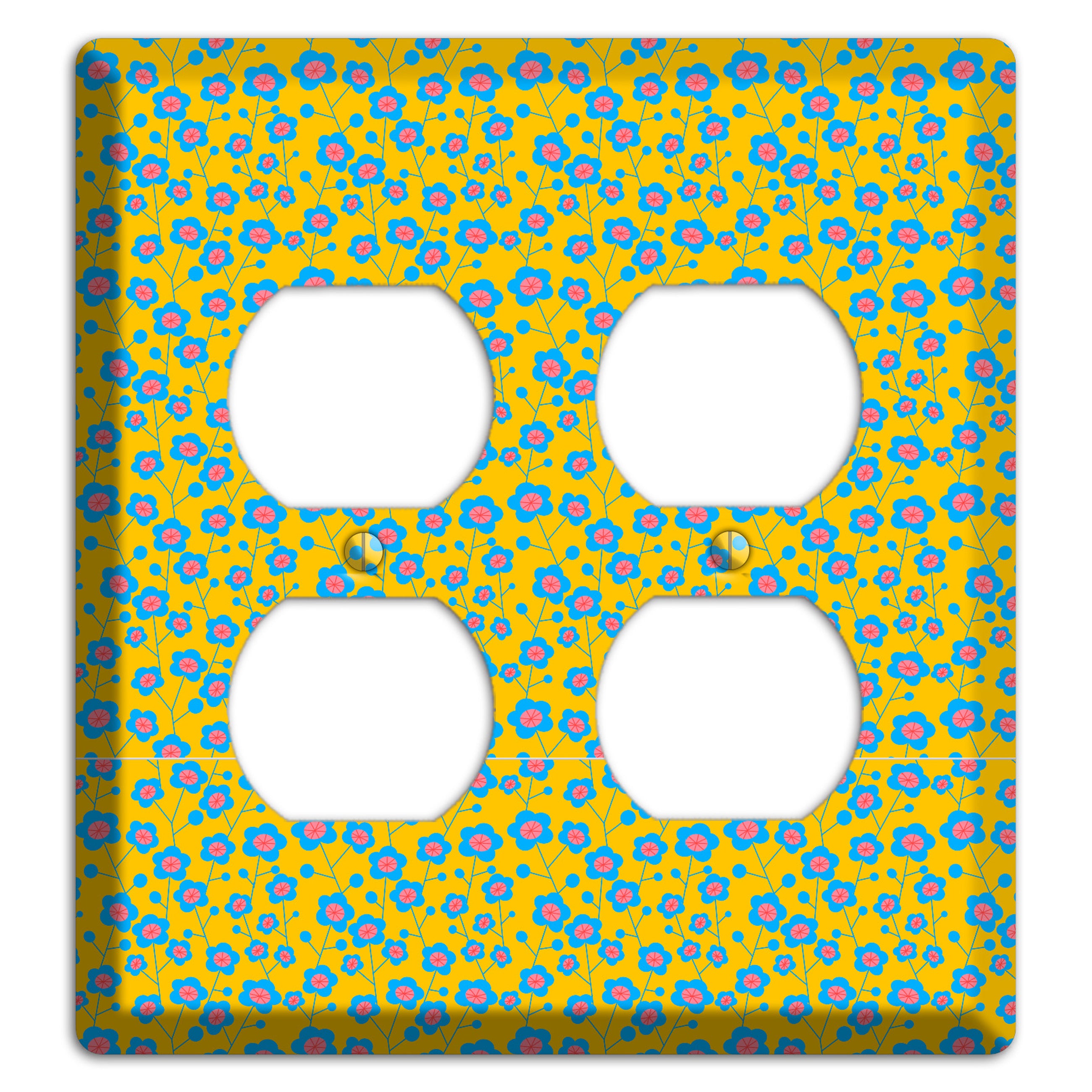 Yellow Blue Pink Calico 2 Duplex Wallplate