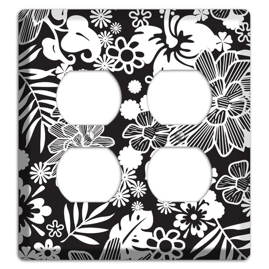 Black with White Tropical 2 Duplex Wallplate