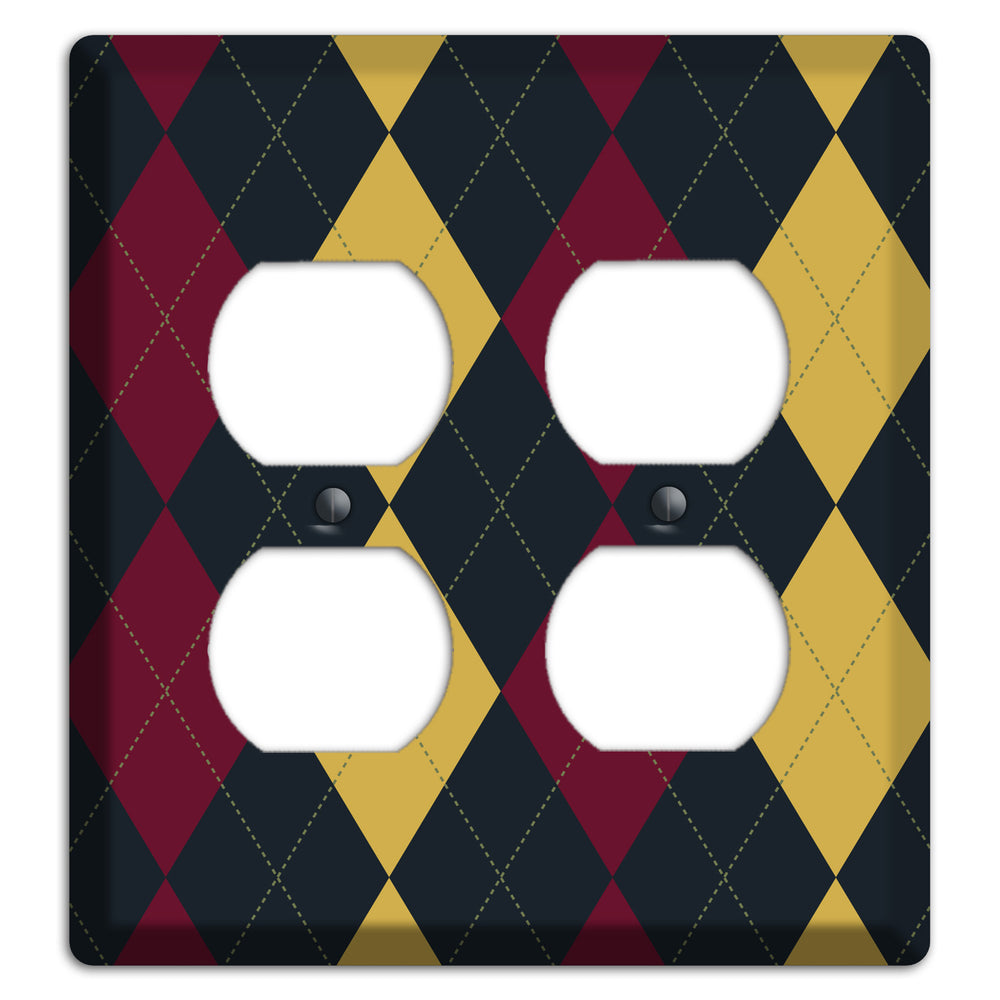 Deep Red and Yellow Argyle 2 Duplex Wallplate
