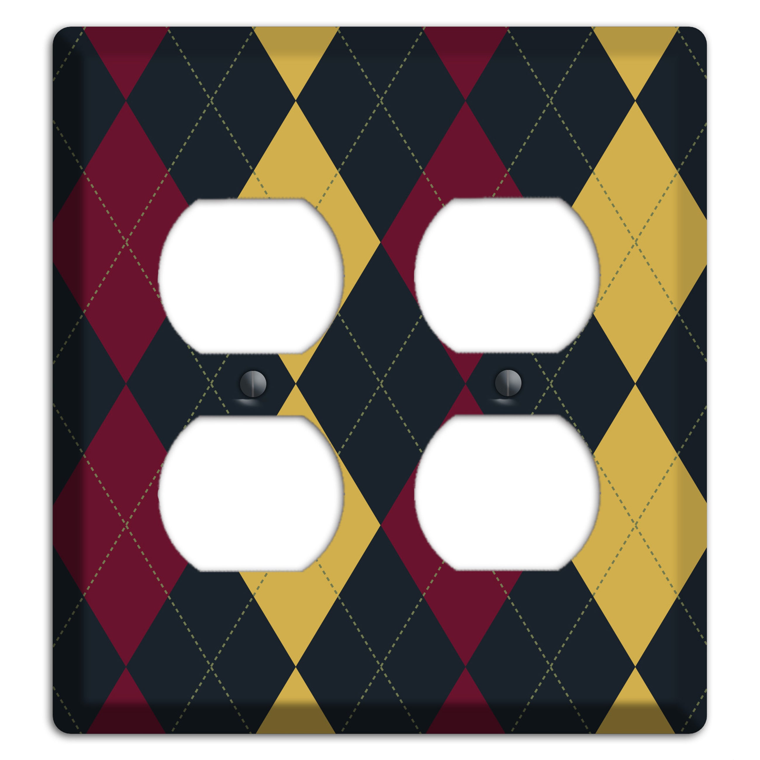 Deep Red and Yellow Argyle 2 Duplex Wallplate
