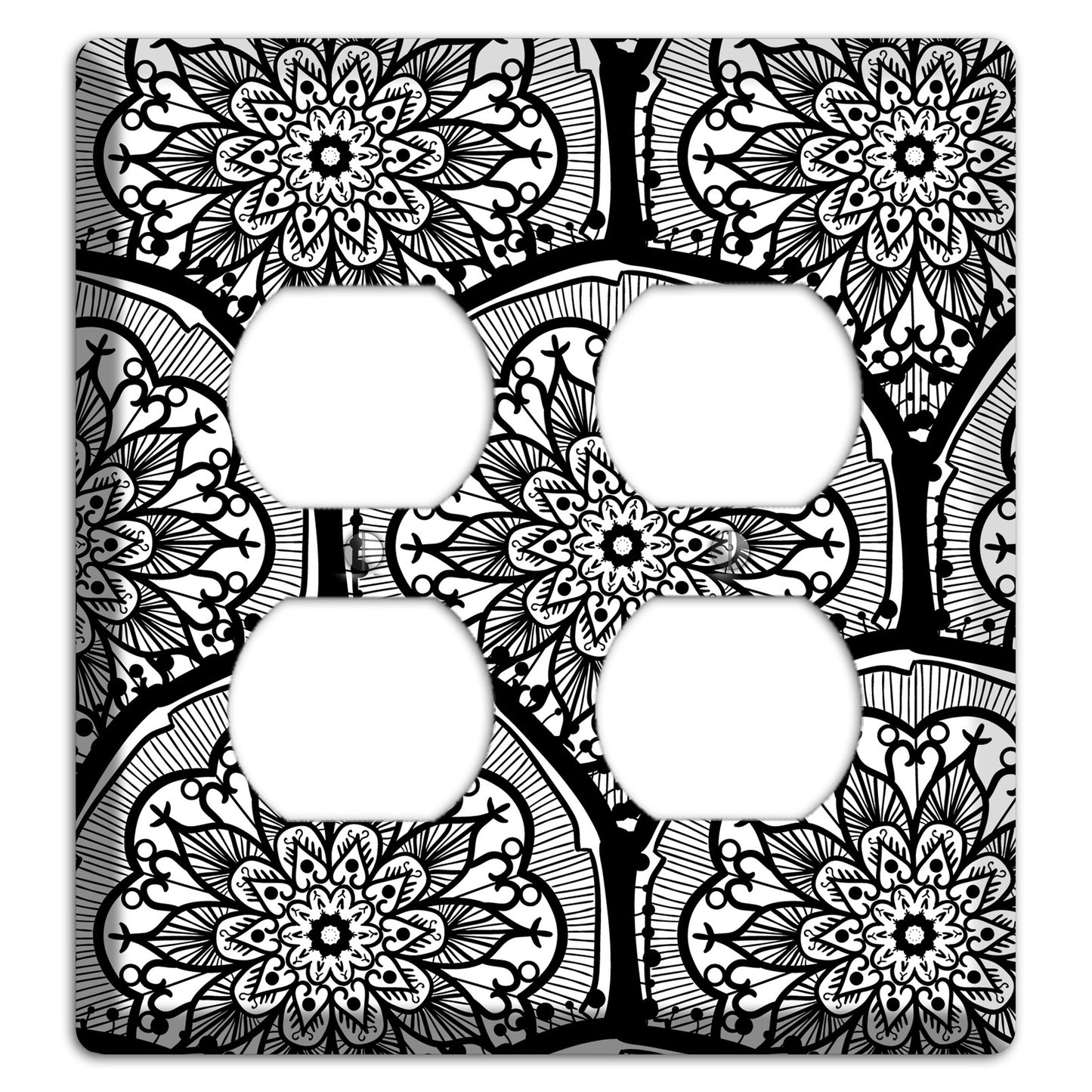 Mandala Black and White Style A Cover Plates 2 Duplex Wallplate