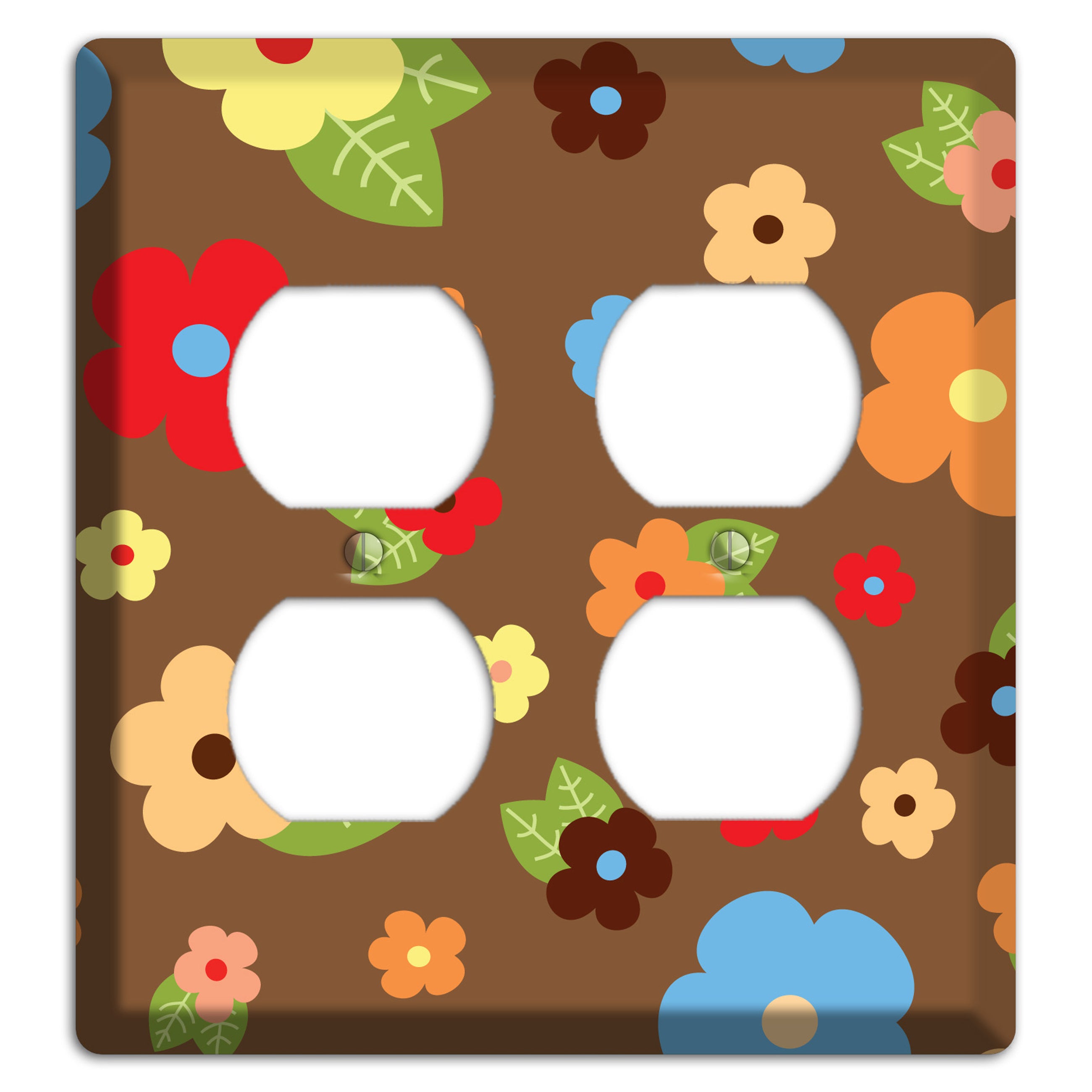 Brown Delicate Flowers 2 Duplex Wallplate