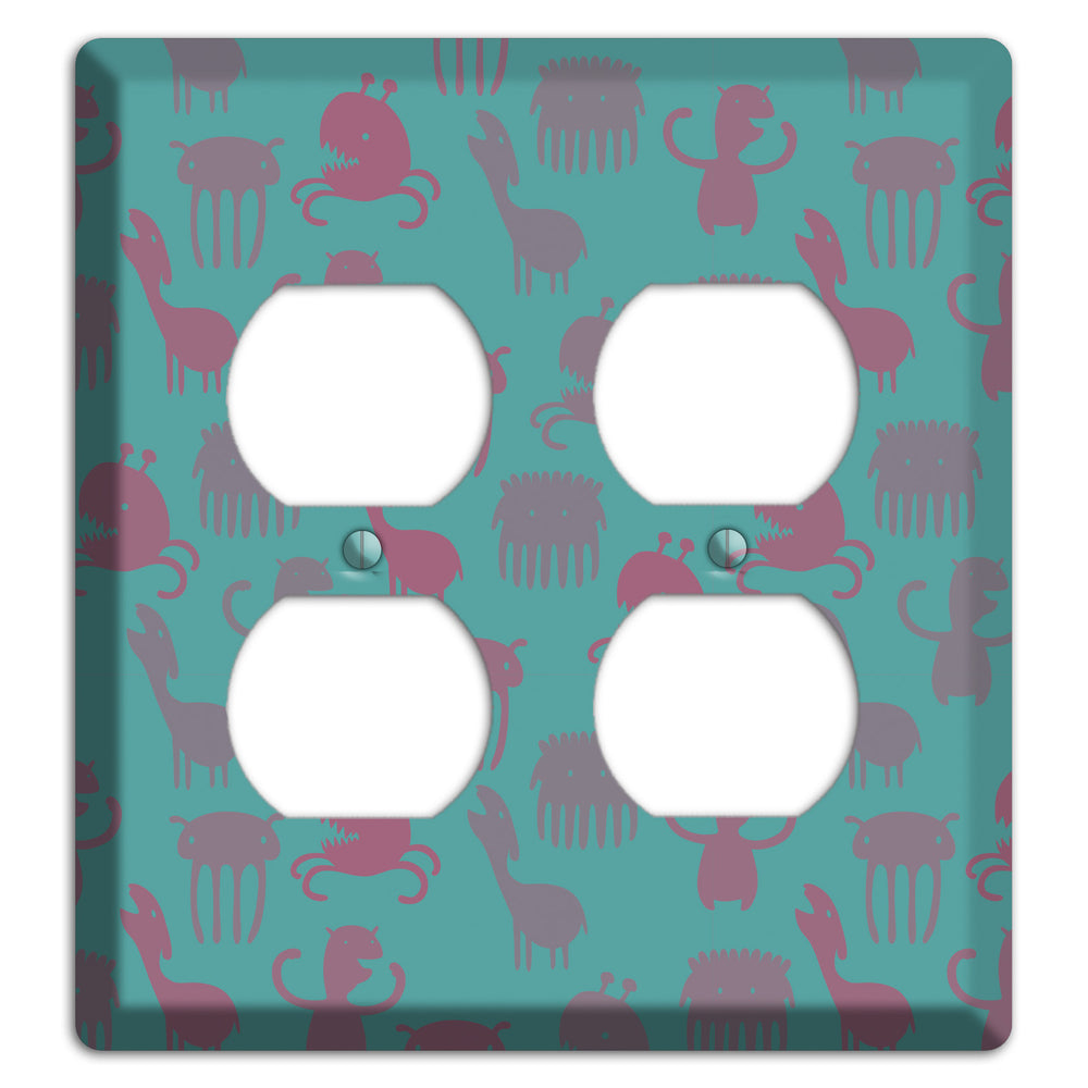 Sily Monsters Green 2 Duplex Wallplate