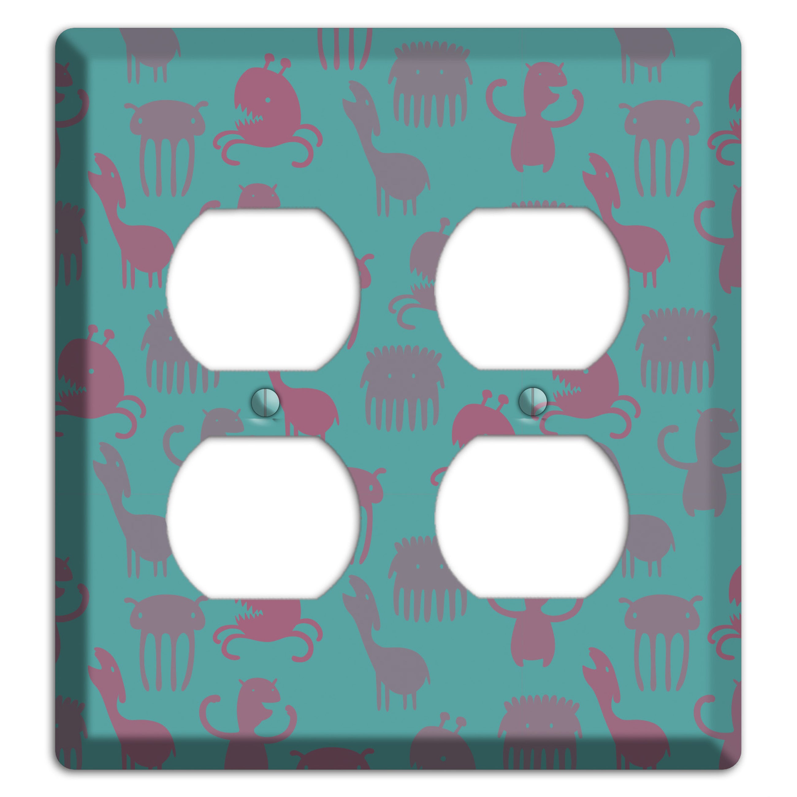 Sily Monsters Green 2 Duplex Wallplate