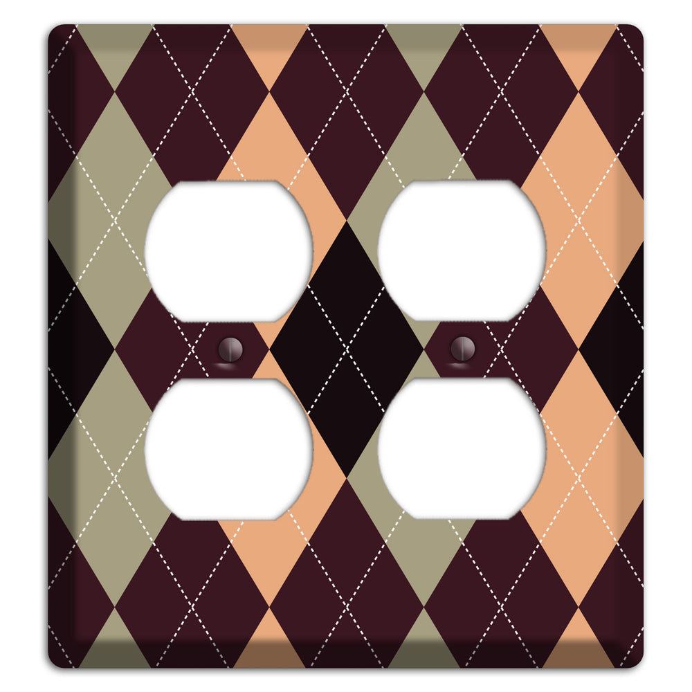 Beige and Brown Argyle 2 Duplex Wallplate