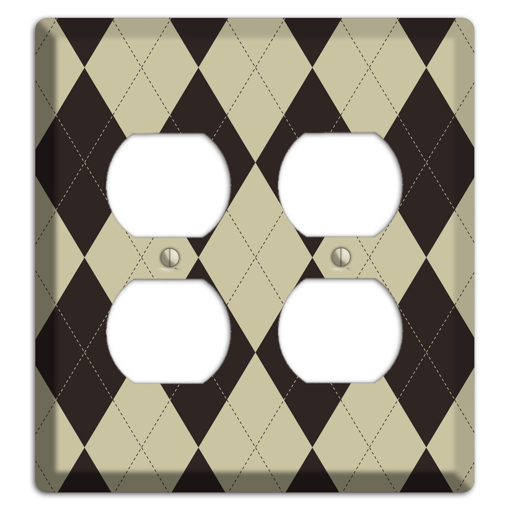 Beige and Black Argyle 2 Duplex Wallplate