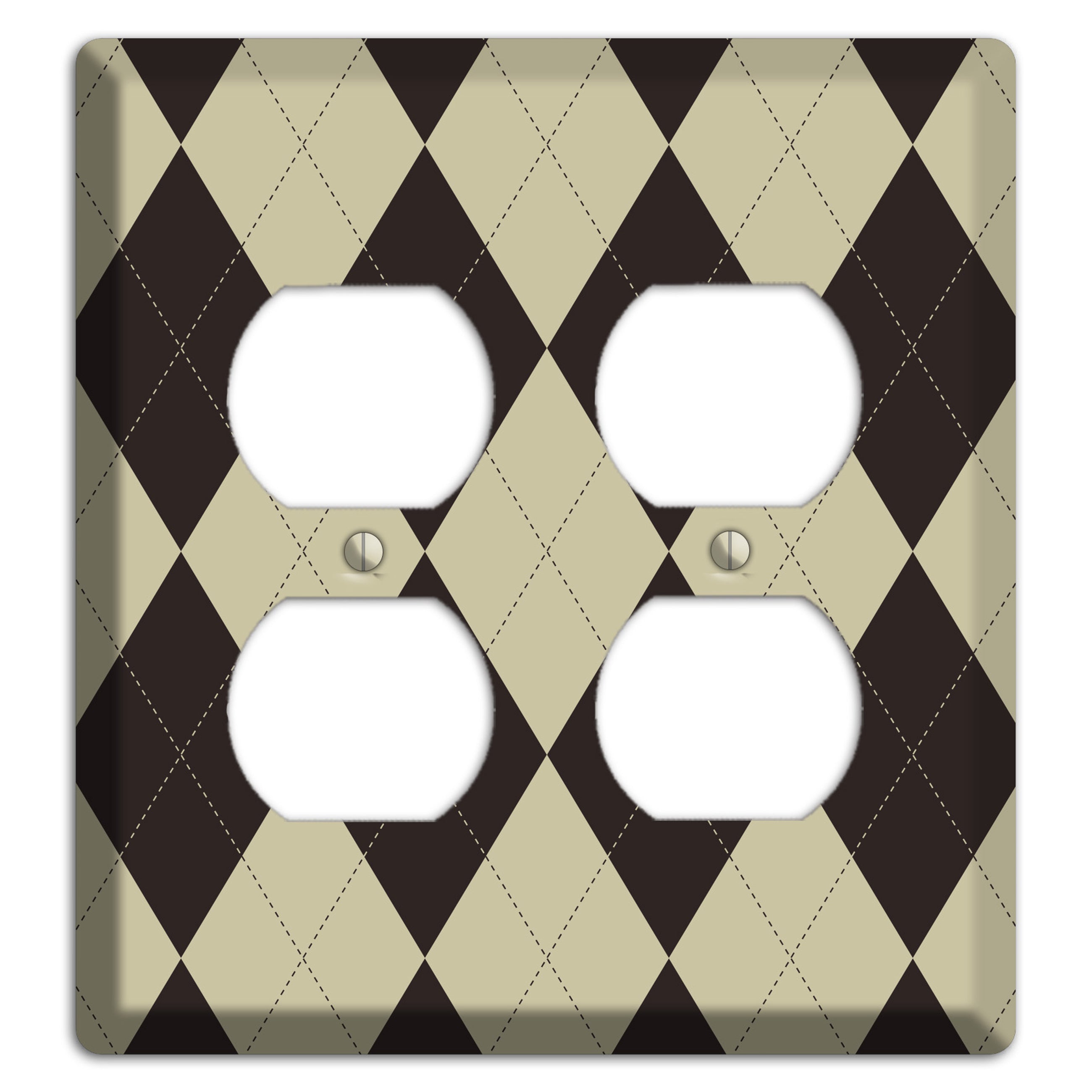 Beige and Black Argyle 2 Duplex Wallplate