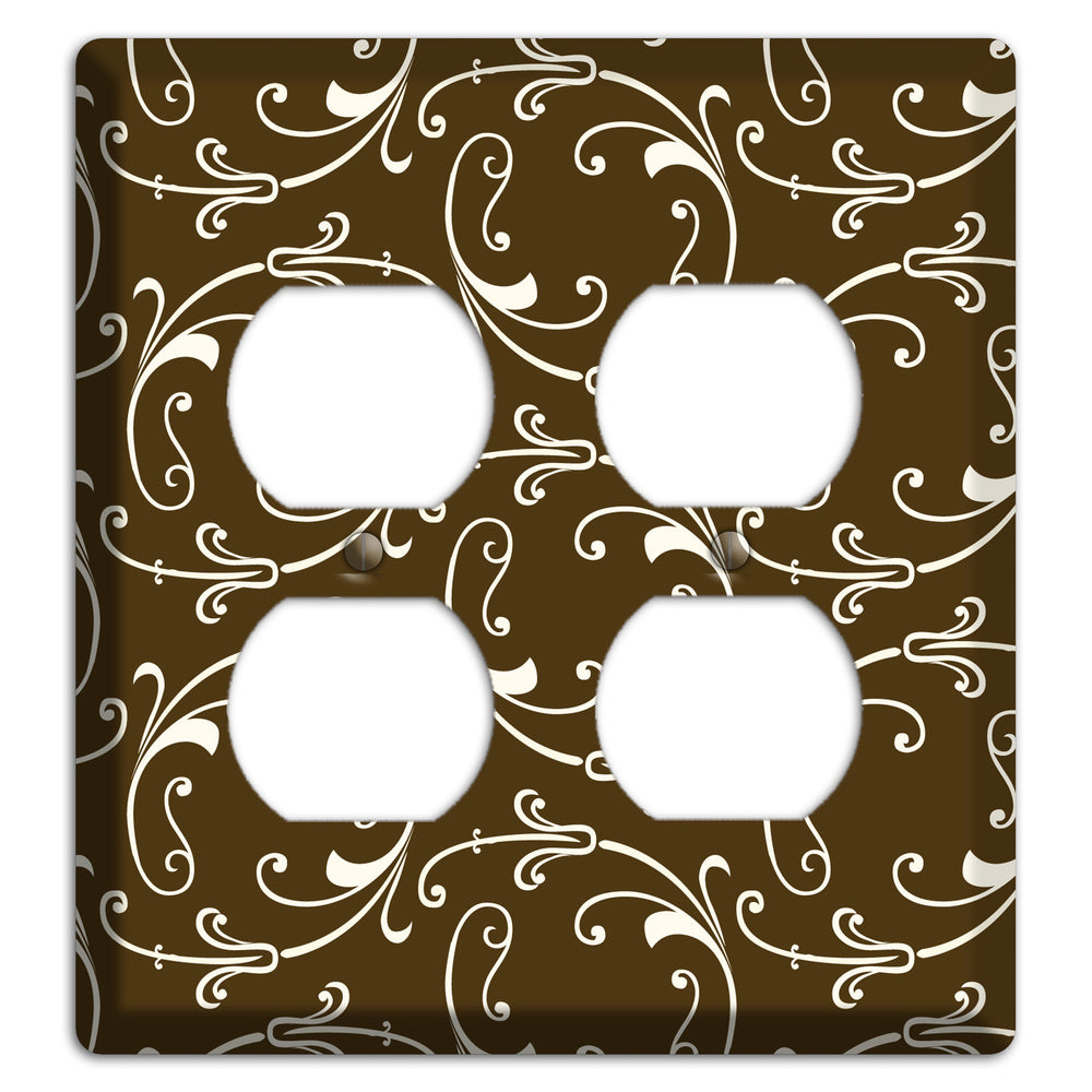 Brown Victorian Sprig 2 Duplex Wallplate