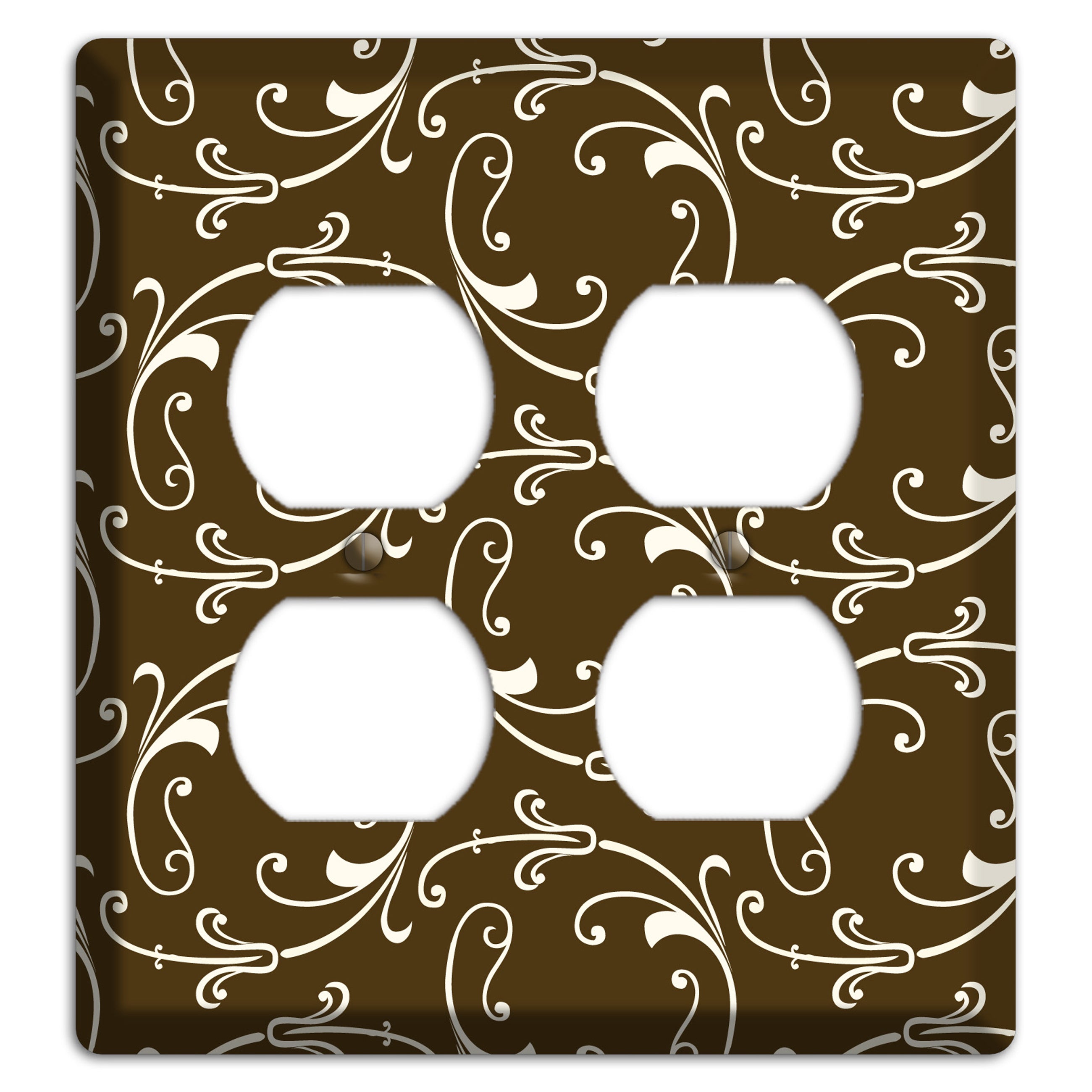 Brown Victorian Sprig 2 Duplex Wallplate
