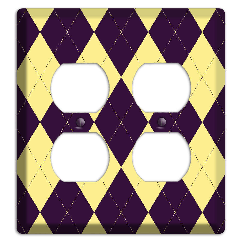 Yellow and Black Argyle 2 Duplex Wallplate