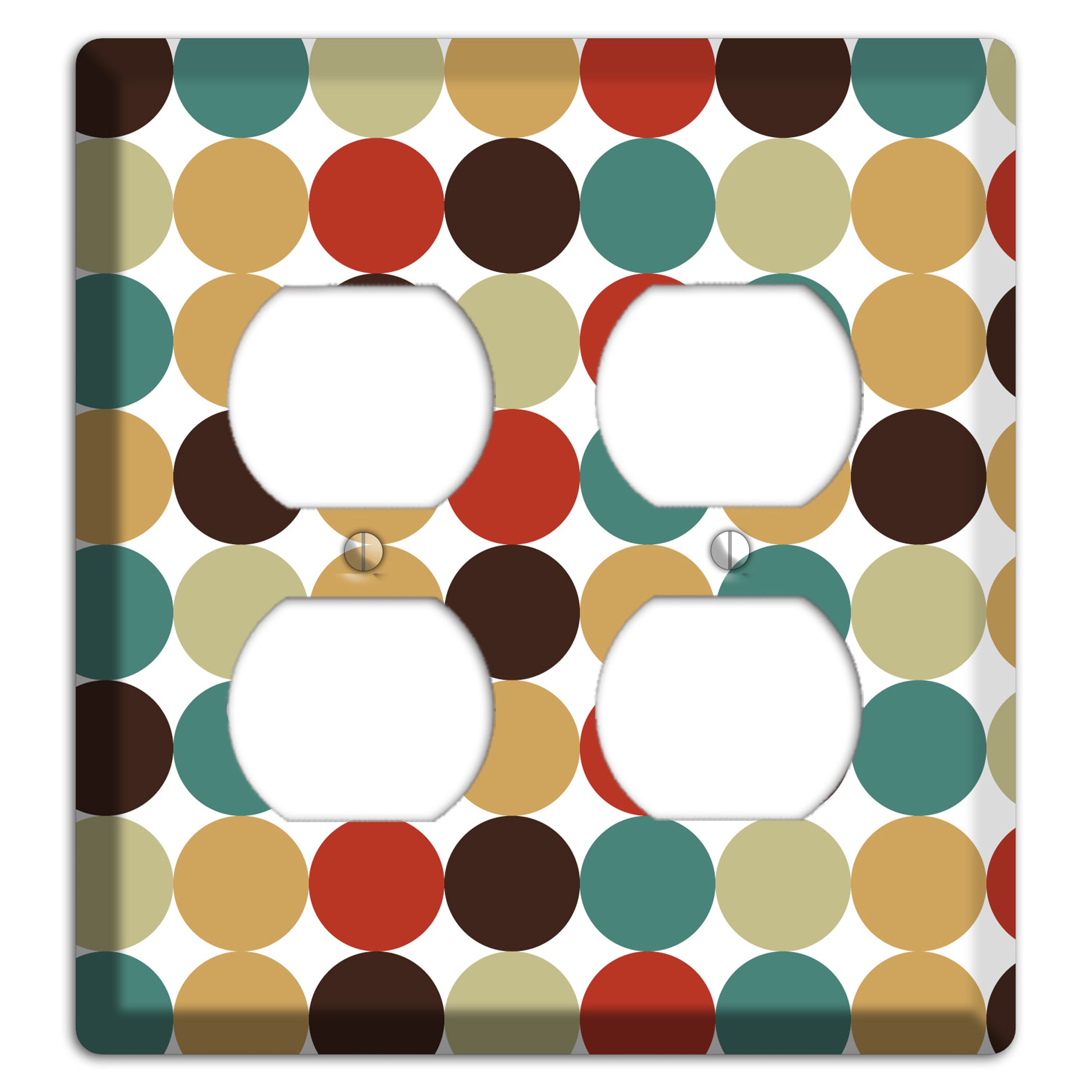 Brown Jade Beige Maroon Tiled Dots 2 Duplex Wallplate