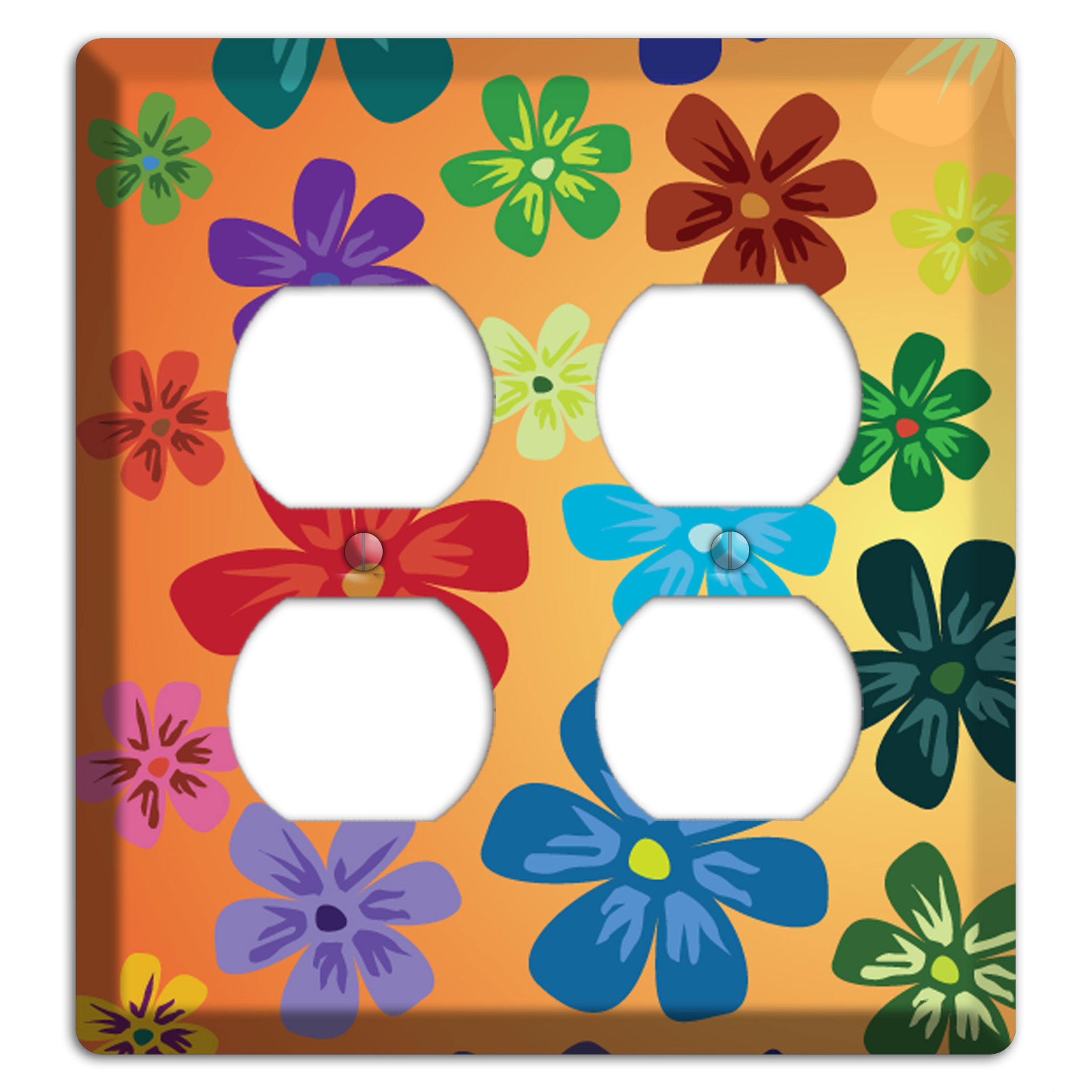 Brown Flowers 2 Duplex Wallplate