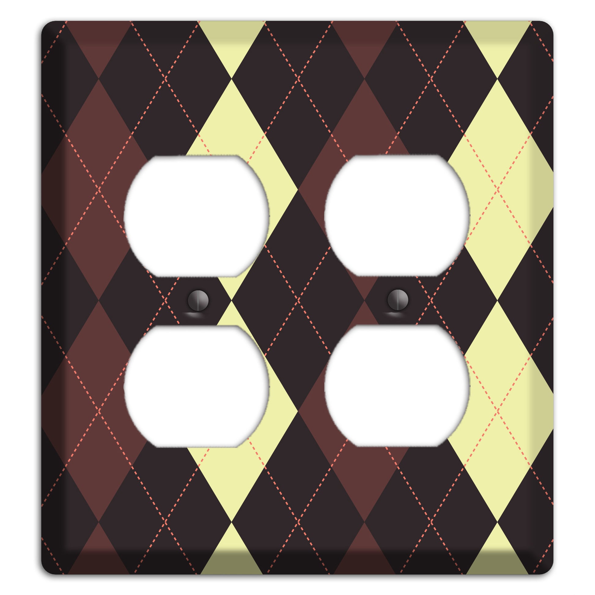 Maroon and Yellow Argyle 2 Duplex Wallplate