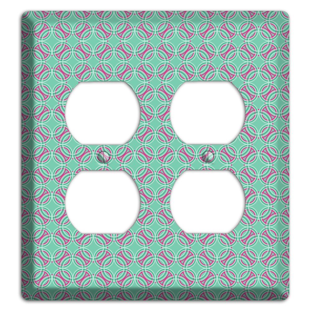 Multi Aqua with Fuschia Concentric Circles Overlay 2 Duplex Wallplate