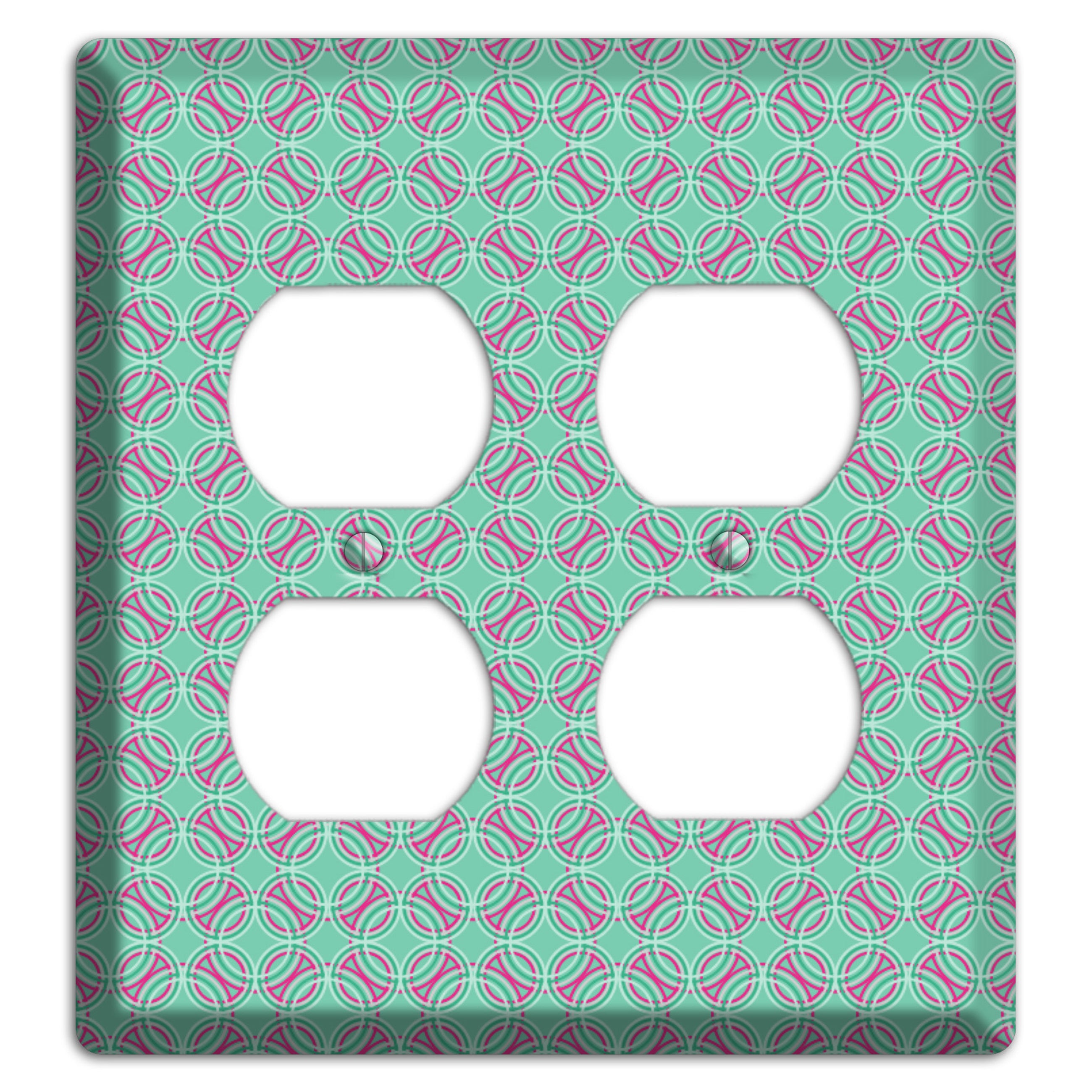 Multi Aqua with Fuschia Concentric Circles Overlay 2 Duplex Wallplate